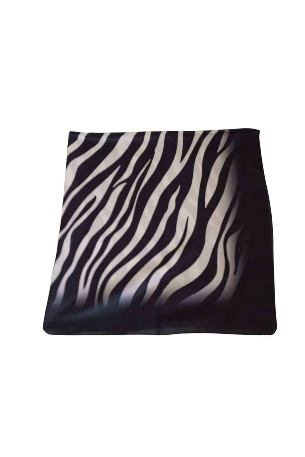 Butik Zebra Desenli Düz Kristal 4 Mevsim Kullanıma Uygun Eşarp