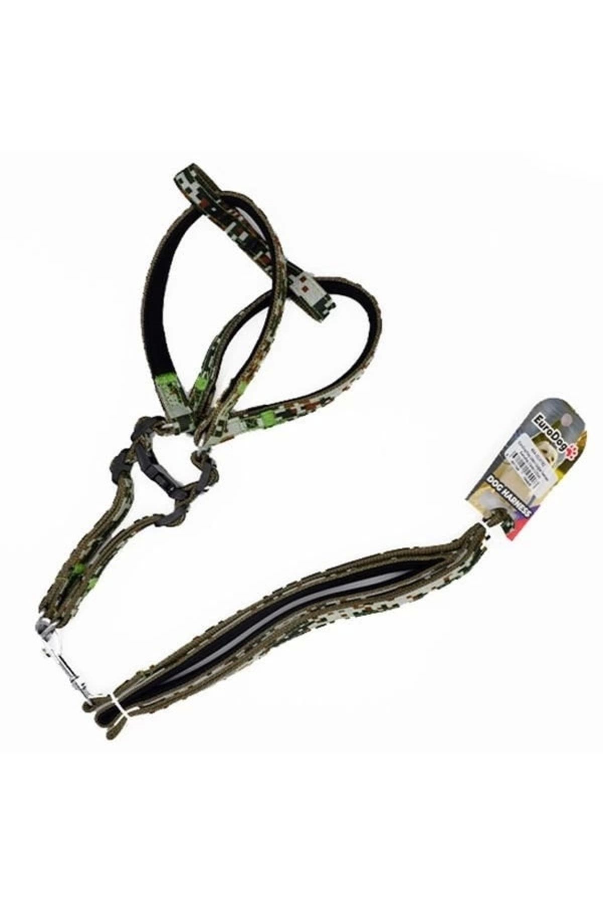 ShopNova Euro Dog Köpek Uzatma Tasması ve Göğüs Tasması Takımı Kamuflaj 25 Mm 120 Cm