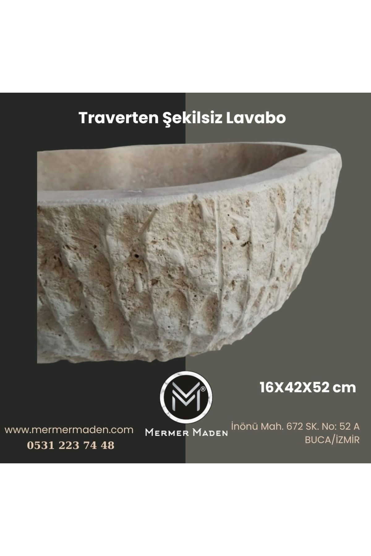 entrend11 Traverten Şekilsiz Lavabo