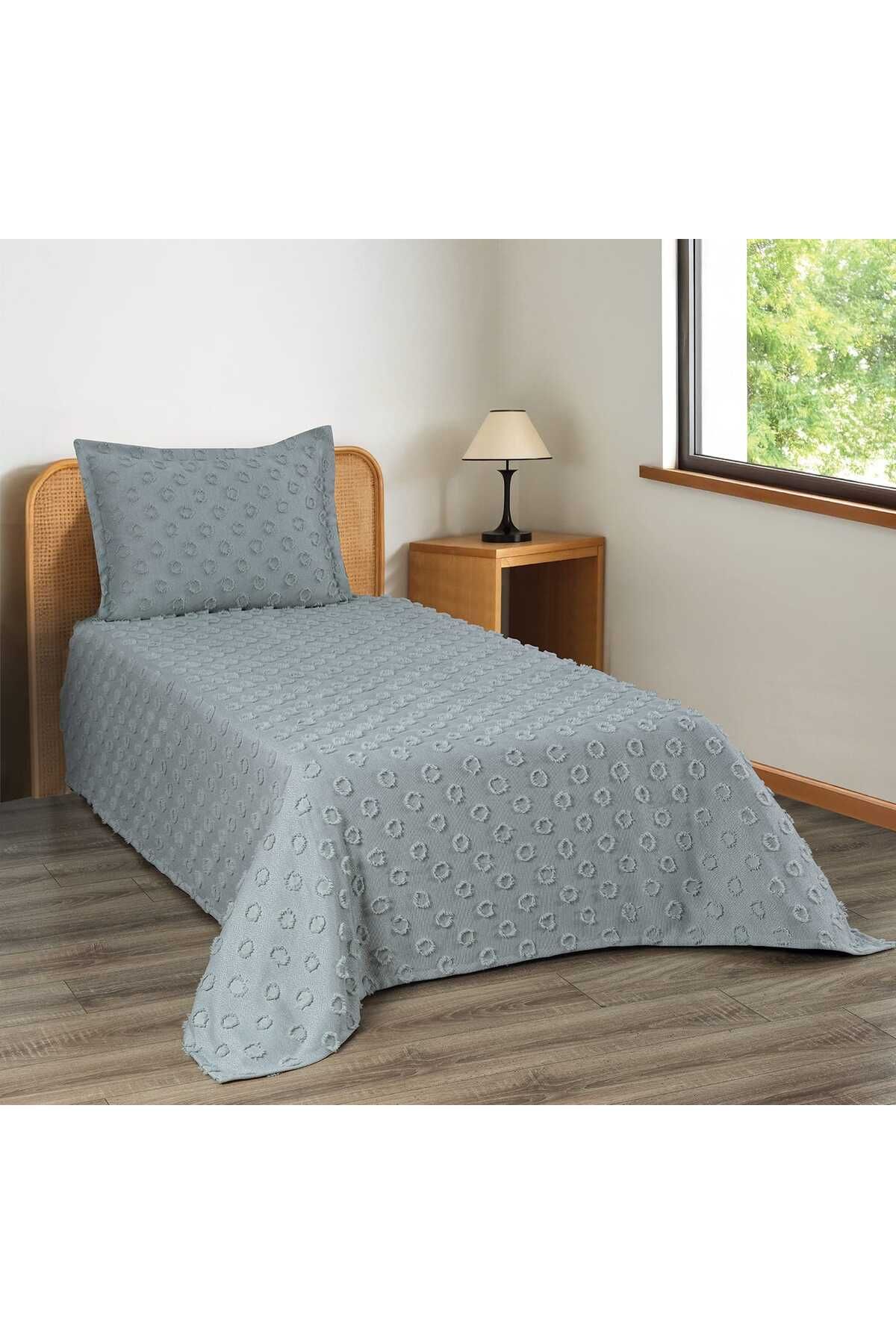 d'niss home touch of nature in your home Ponpon Desenli 2 Parça Tek Kişilik Yatak Örtüsü