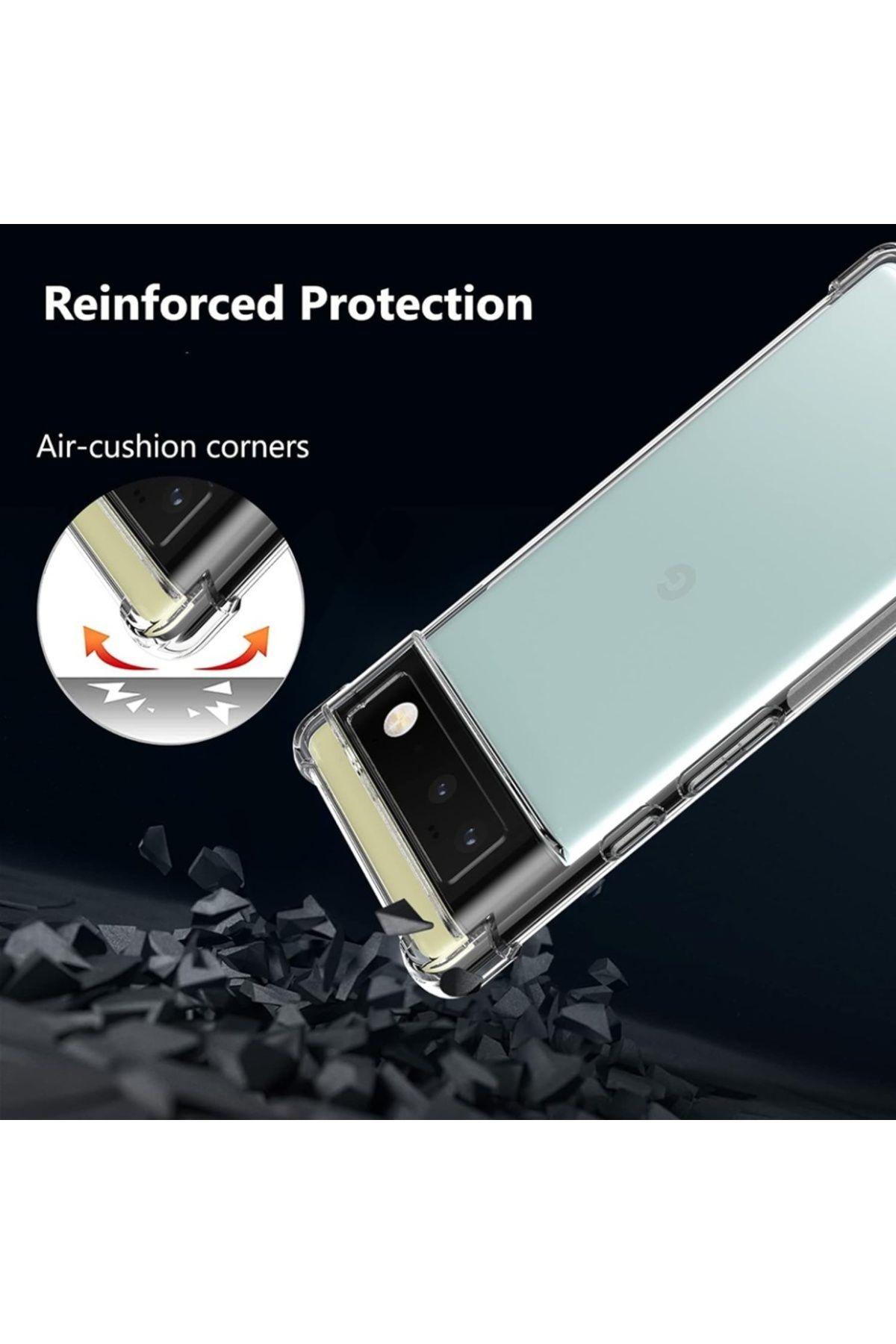 SKYDDAR INNOVATION-Carcasă pentru Google Pixel 6, rezistentă la șocuri, transparentă, subțire, din silicon, set de autocolante 6