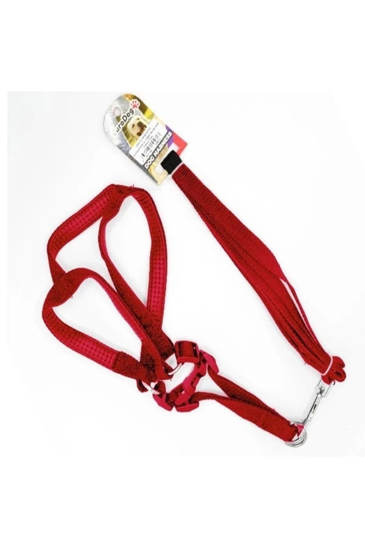 ShopNova Euro Dog Köpek Uzatma Tasması ve Göğüs Tasması Takımı Kırmızı 15 Mm 120 Cm