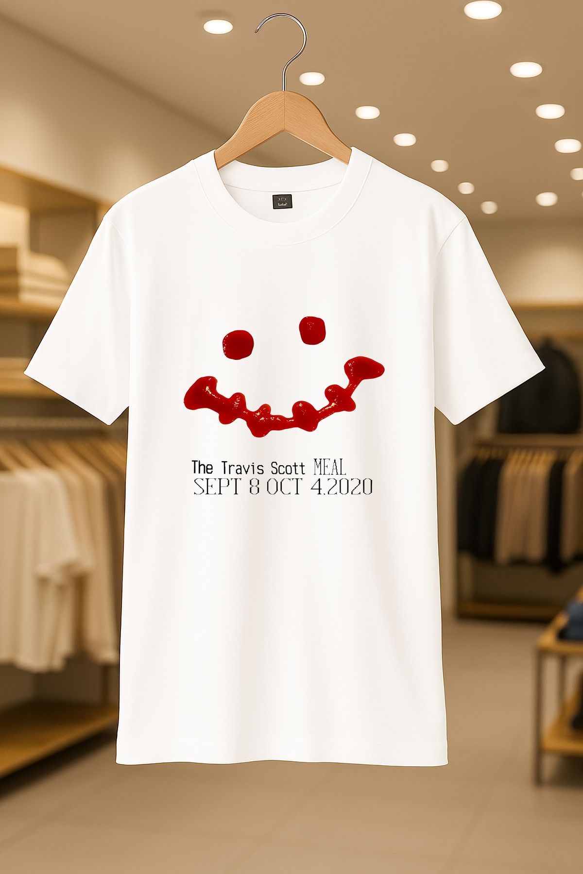 C&C OKULCUNUZ Travis Scott Astroworld Ketchup Dollar Oversize Unisex %100 Pamuklu Nefes Alan Kalin Kumaşlı T-Shirt