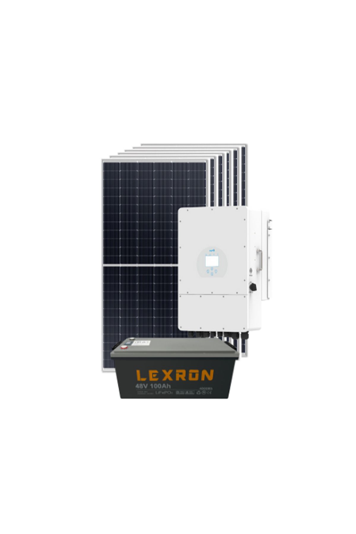 Fabri Solar Güneş Enerjisi Hibrit Solar Paket 5Kw Monofaze İnverter + 6X 560W Güneş Paneli + 1X 48V 100Ah Lityum