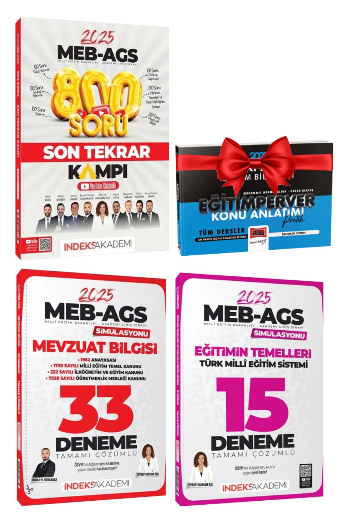 İndeks Akademi 2025 MEB AGS 800 Soru Son Tekrar Kampı+ Mevzuat Bilgisi 33 Deneme+ Eğitimin Temelleri 15 Deneme