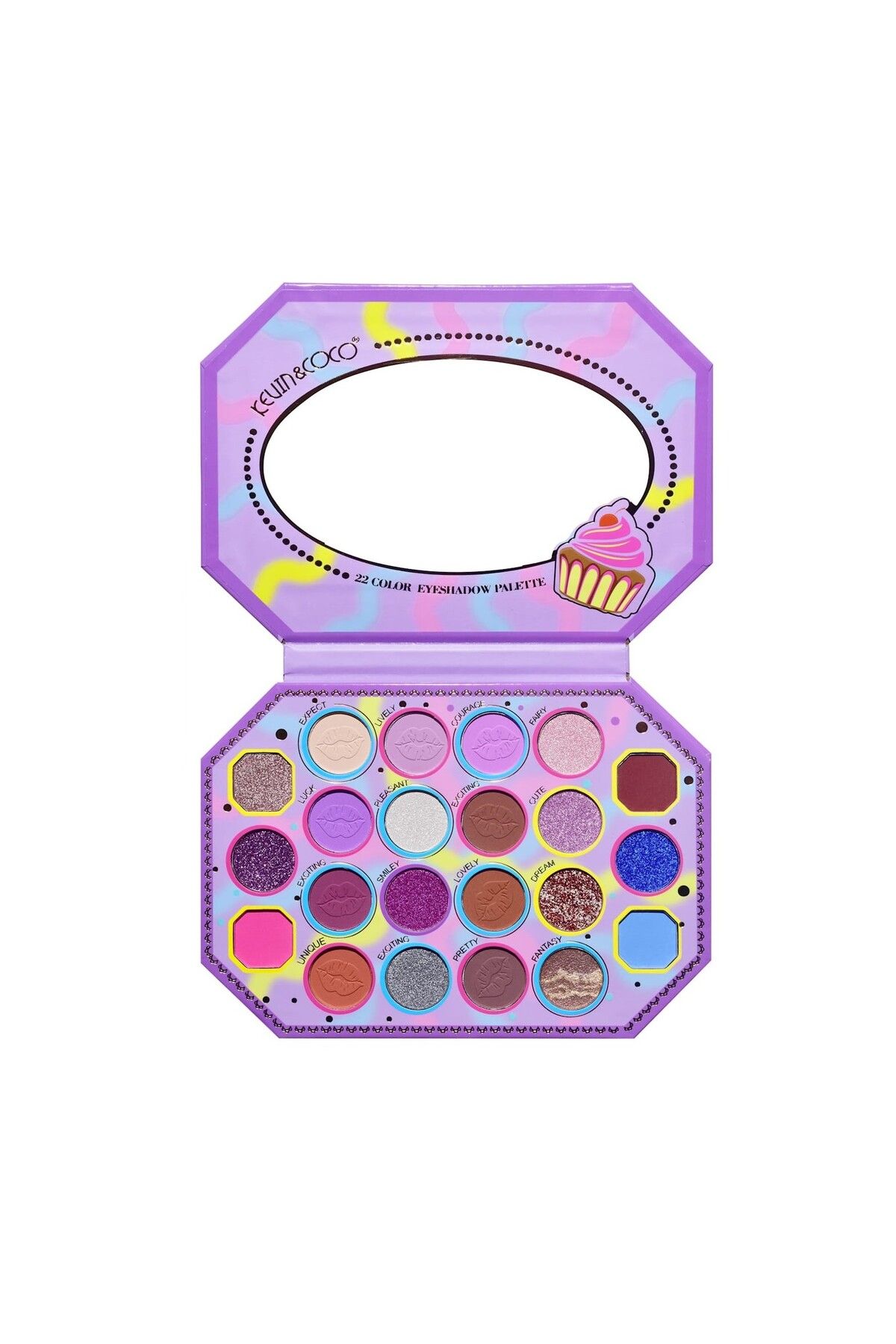Teo-Makeup Palette, KEVIN & COCO, Violet Ice Cream, Eyeshadow, 22 colors, 19 x 13.7 x 1.3 cm 8