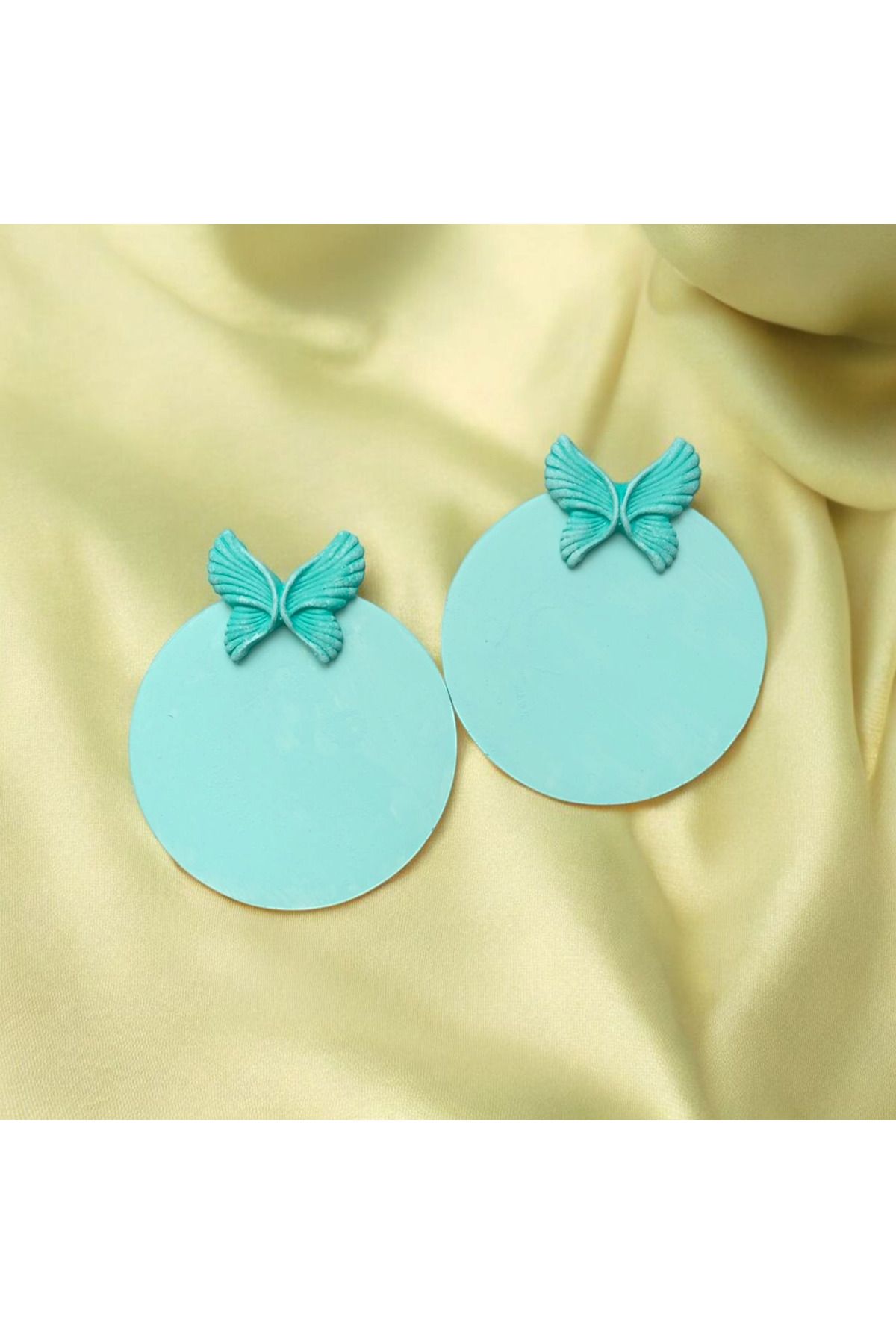 Season to Shine Kelebek Detaylı 2'li Set Mint Yeşili Seramik Bardak Altlığı