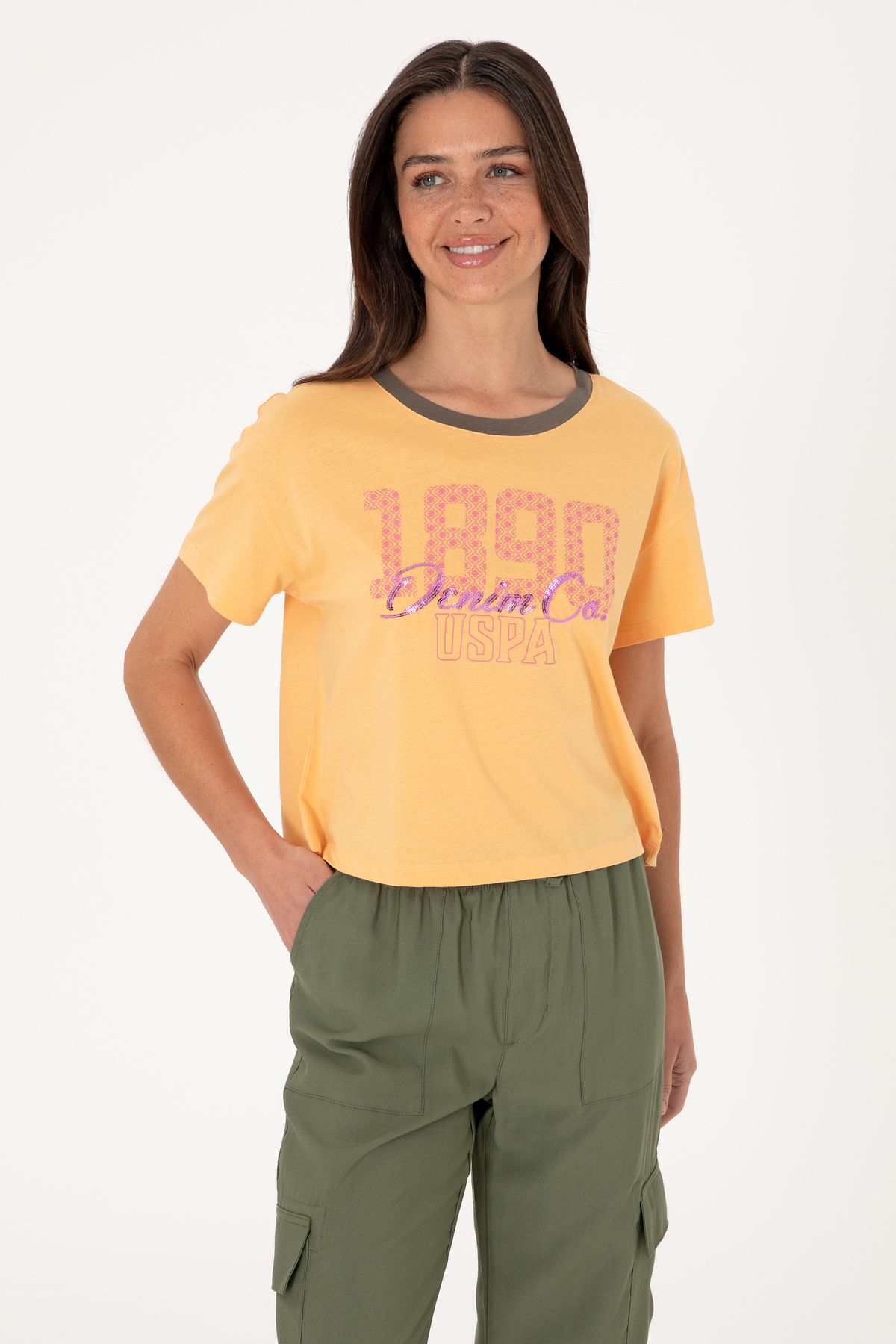 U.S. Polo Assn. Kadın Turuncu Tişört 50299732-VR202
