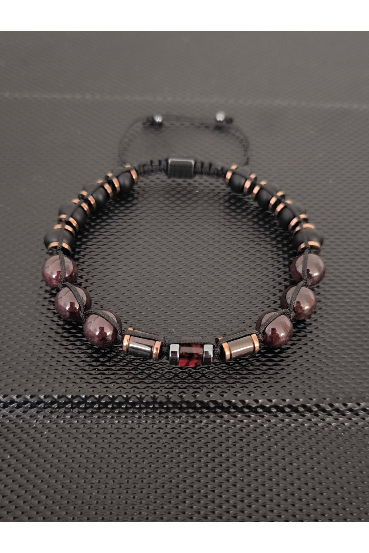 tahrastone Lal GARNET-Damla Kehribar-Mat Oniks Doğaltaş Bileklik Takı Aksesuar