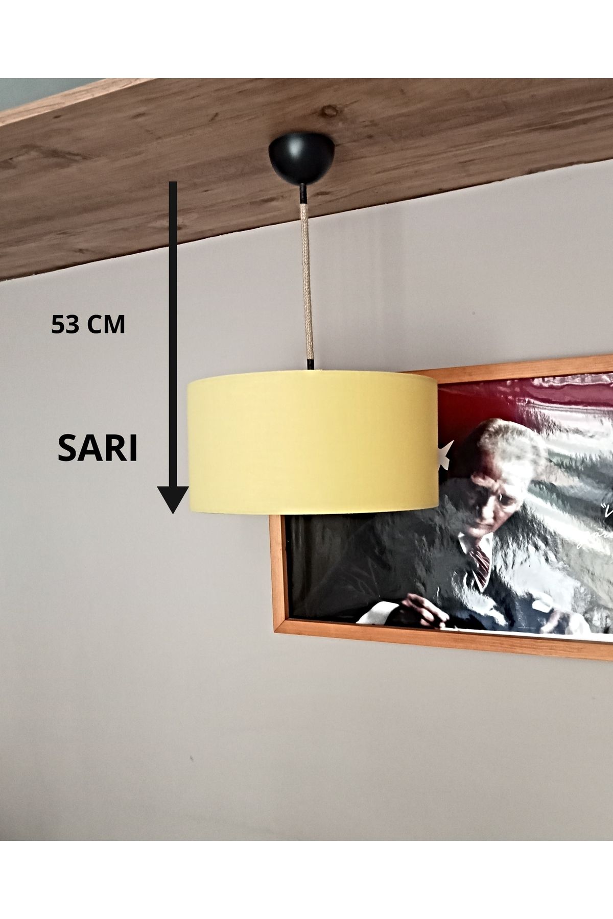 Balsa Dekor AVİZE- SARI-JÜT ÖRGÜ KABLO- YEDEK BAŞLIK-GENÇ&ÇOCUK ODASI&SALON&ANTRE