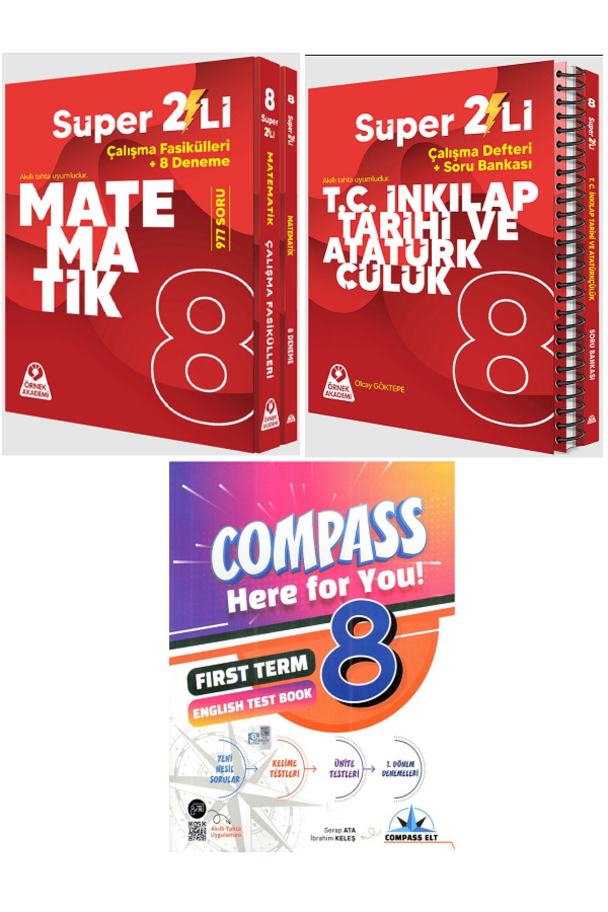 Efsane Yayınları 8.Sınıf Örnek Akademi Matematik + İnkılap Tarihi Süper 2'Li + İngilizce Test Book HEDİYE / 5 KİTAP