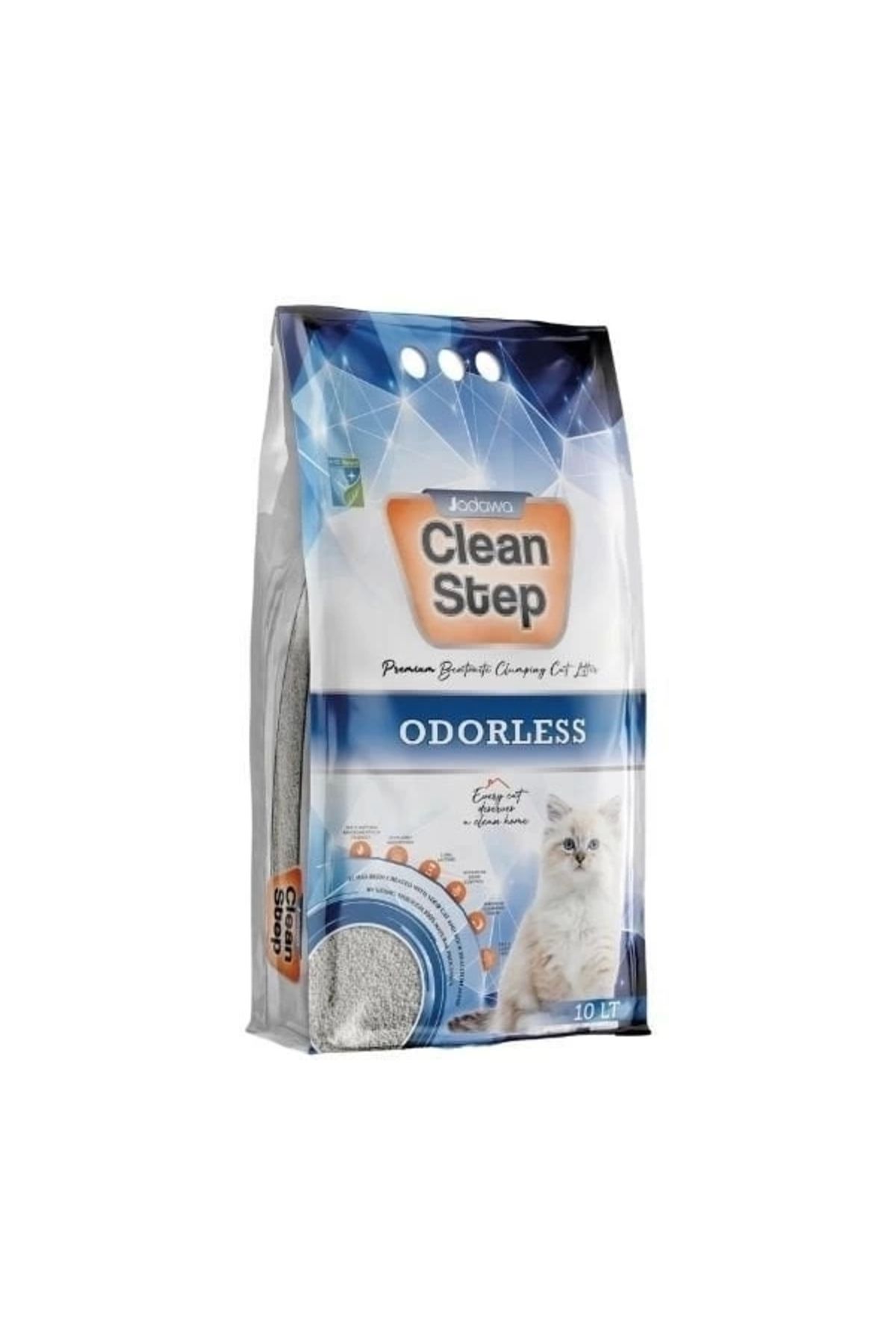 ShopNova Clean Step Odorless Aktif Karbonlu Kokusuz İnce Taneli Topaklanan Bentonit Kedi Kumu 10 Lt