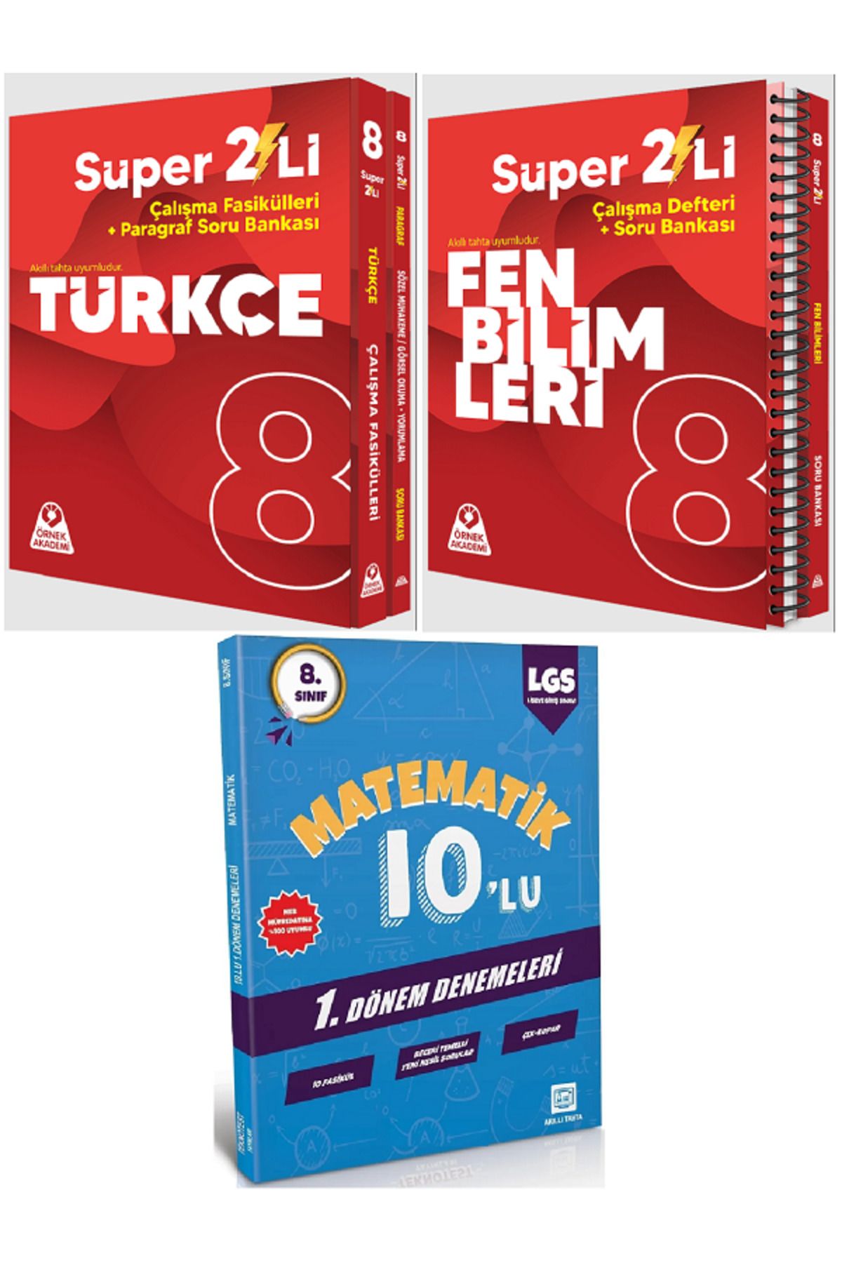 Efsane Yayınları 8.Sınıf Örnek Akademi Türkçe + Fen Bilimleri Süper 2'Li + Matematik 10'Lu Deneme HEDİYE / 5 KİTAP