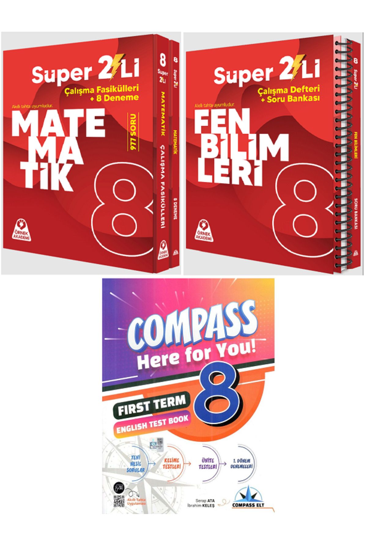 Efsane Yayınları 8.Sınıf Örnek Akademi Matematik + Fen Bilimleri Süper 2'Li + İngilizce Test Book HEDİYE / 5 KİTAP