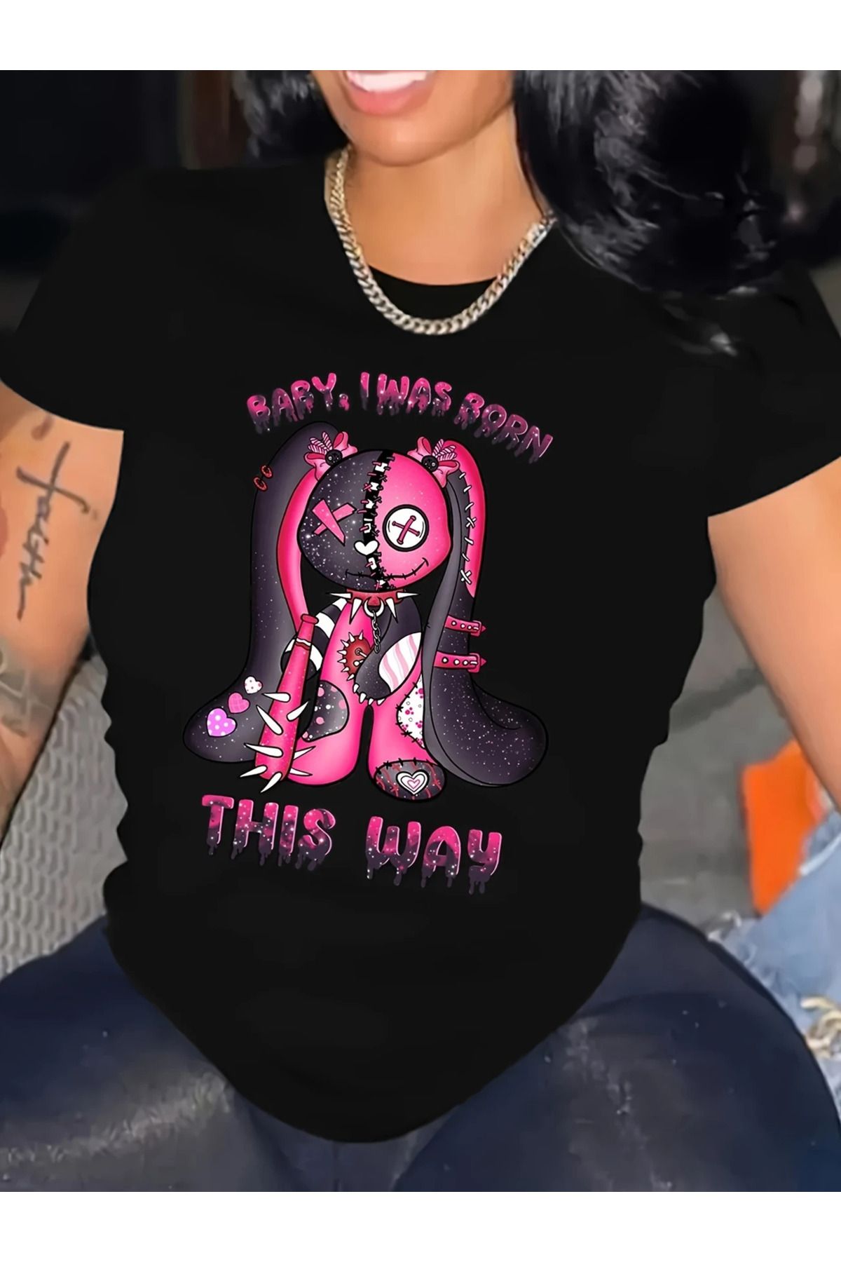 aynewmoda Kadın Günlük Kısa Kollu Yuvarlak Yaka Harf Baskılı Normal Kesim Tüm Mevsim Tişört