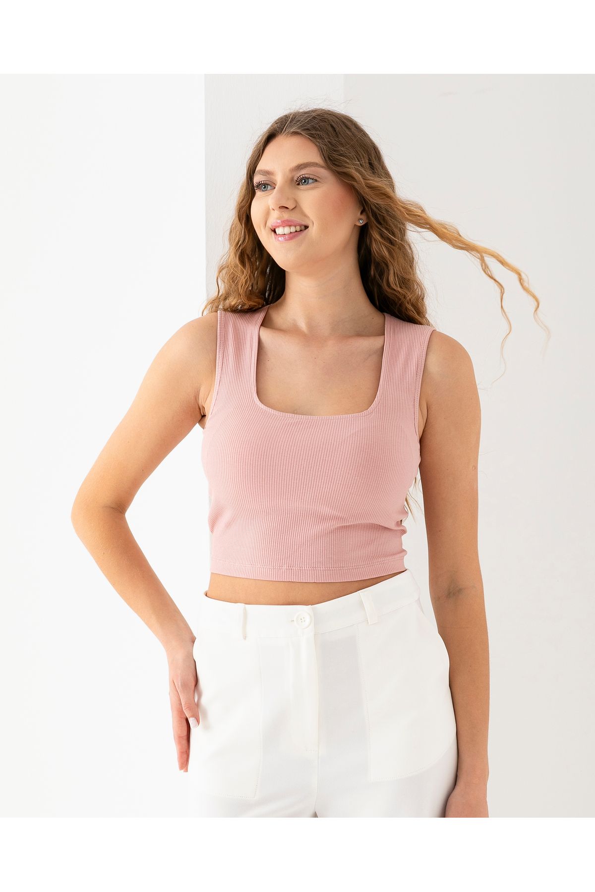 VUNTAL Kare Yaka Pedli Crop Bra Top