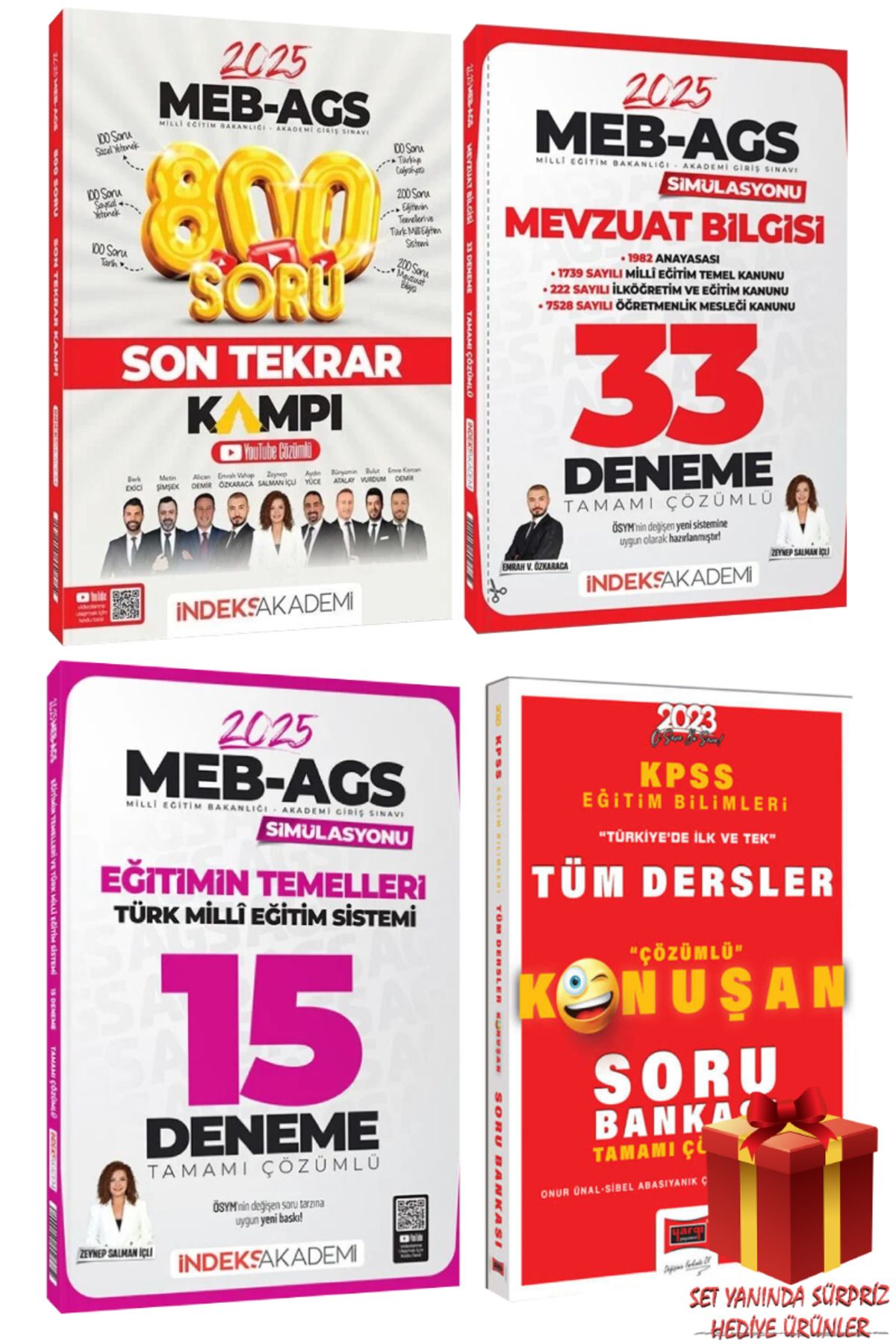 İndeks Akademi 2025 MEB AGS 800 Soru Son Tekrar Kampı+ Mevzuat Bilgisi 33+Eğitimin Temelleri 15 Deneme+Soru Bankası
