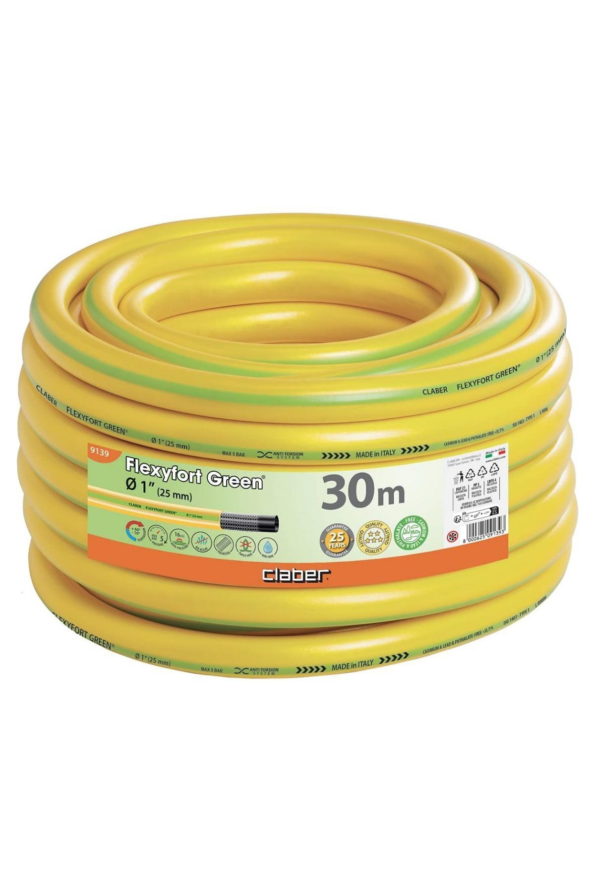 CLABER 9139 Flexyfort Green Hortum, 1 İnç (25-33 Mm), 30 Metre