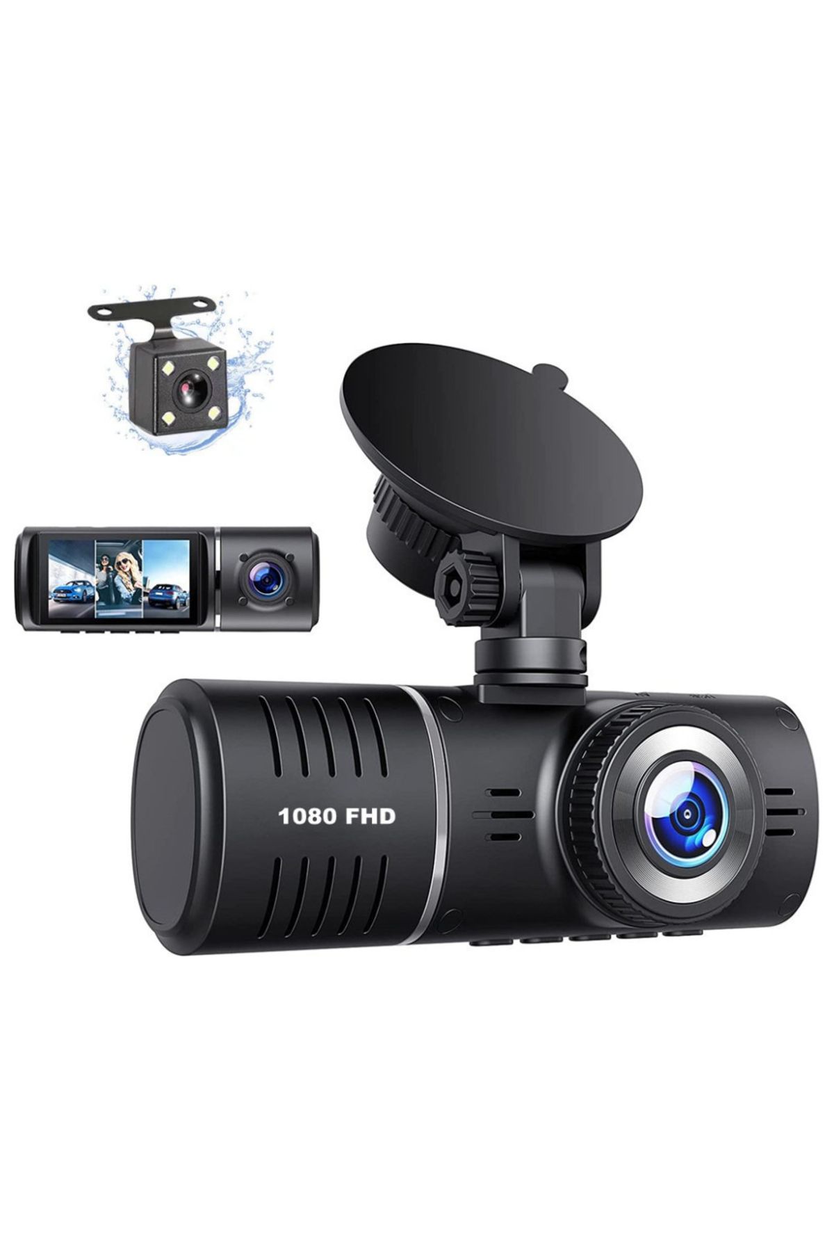 INNOVIX-1080p Dash Cam, 3 Lenses, 170° View, 2.45" IPS, Night Mode, G-Sensor, Loop, SD up to 64GB 2
