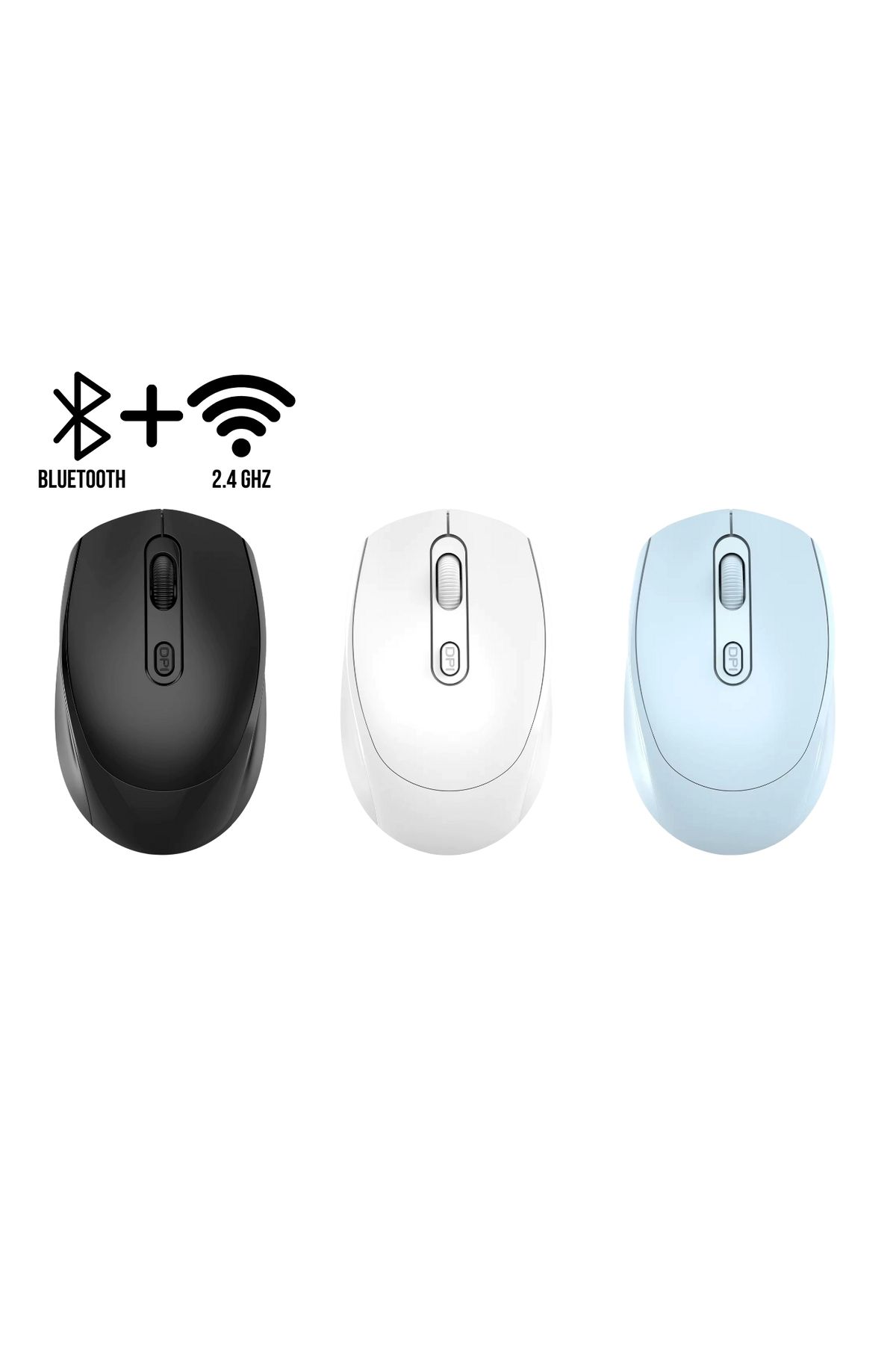 Platoon PL-1865 Usb Mavi/Siyah/Beyaz 3 Renk Bluetooth ve 2.4GHz Şarjlı Sessiz Kablosuz Mouse