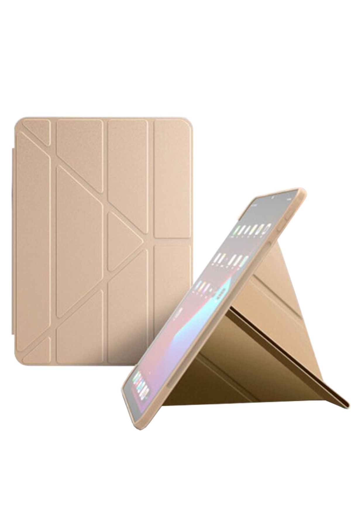 Smart Tech Apple iPad Pro 10,5 / iPad Air 3 Smart Cover Üçgen Stand Arkası Şeffaf Tablet Kılıfı