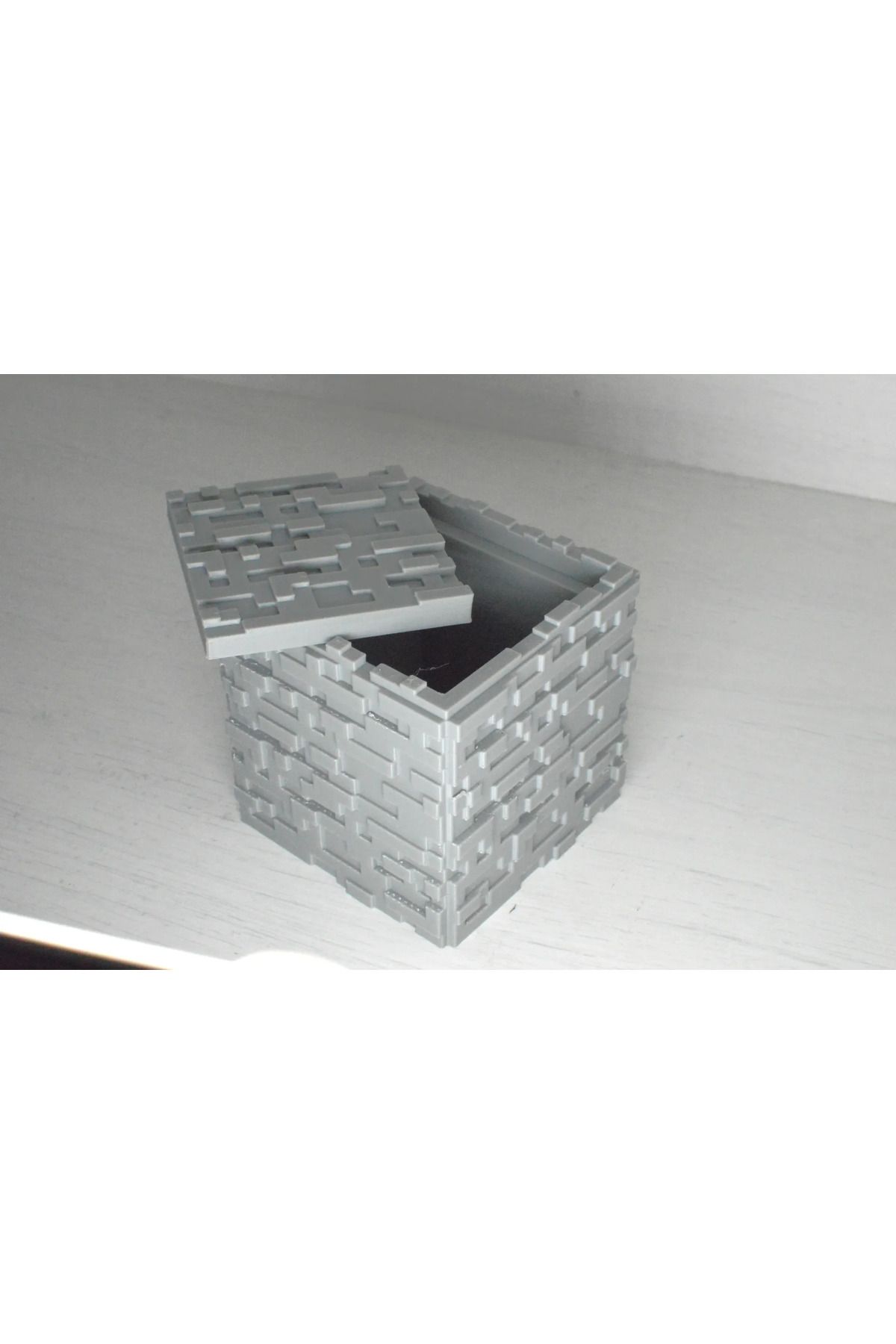 EX POL3526 Minecraft Stone Kutu Box 11cm Gri
