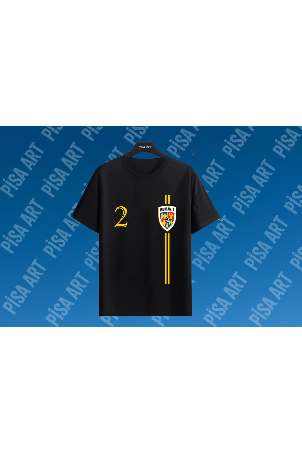 Pisa Art Romanya Milli Futbol Takımı Retro 2 Özel Tasarım Unısex Taraftar T-Shirt