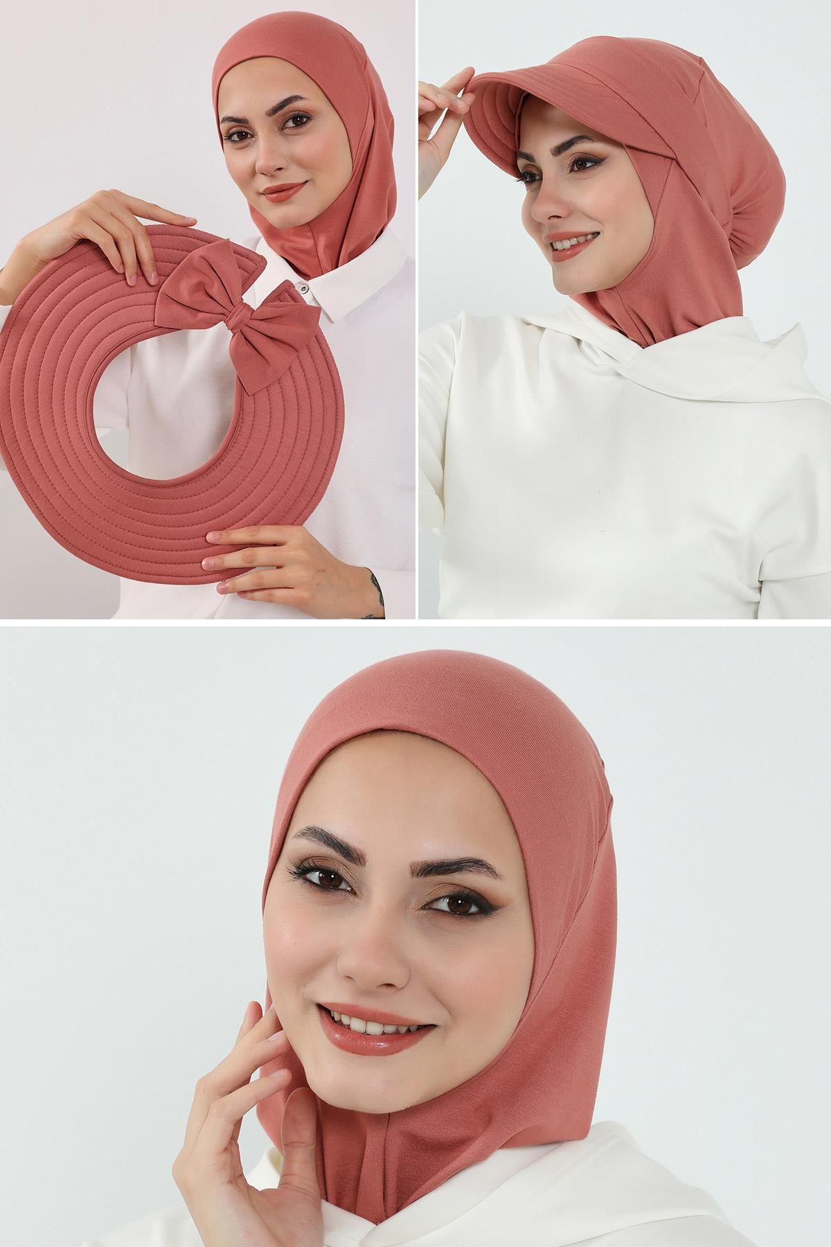 Aisha's Design 3'lü Tak-Çık Bone,Siperlik ve Şapka Seti Tesettür,ST-1P