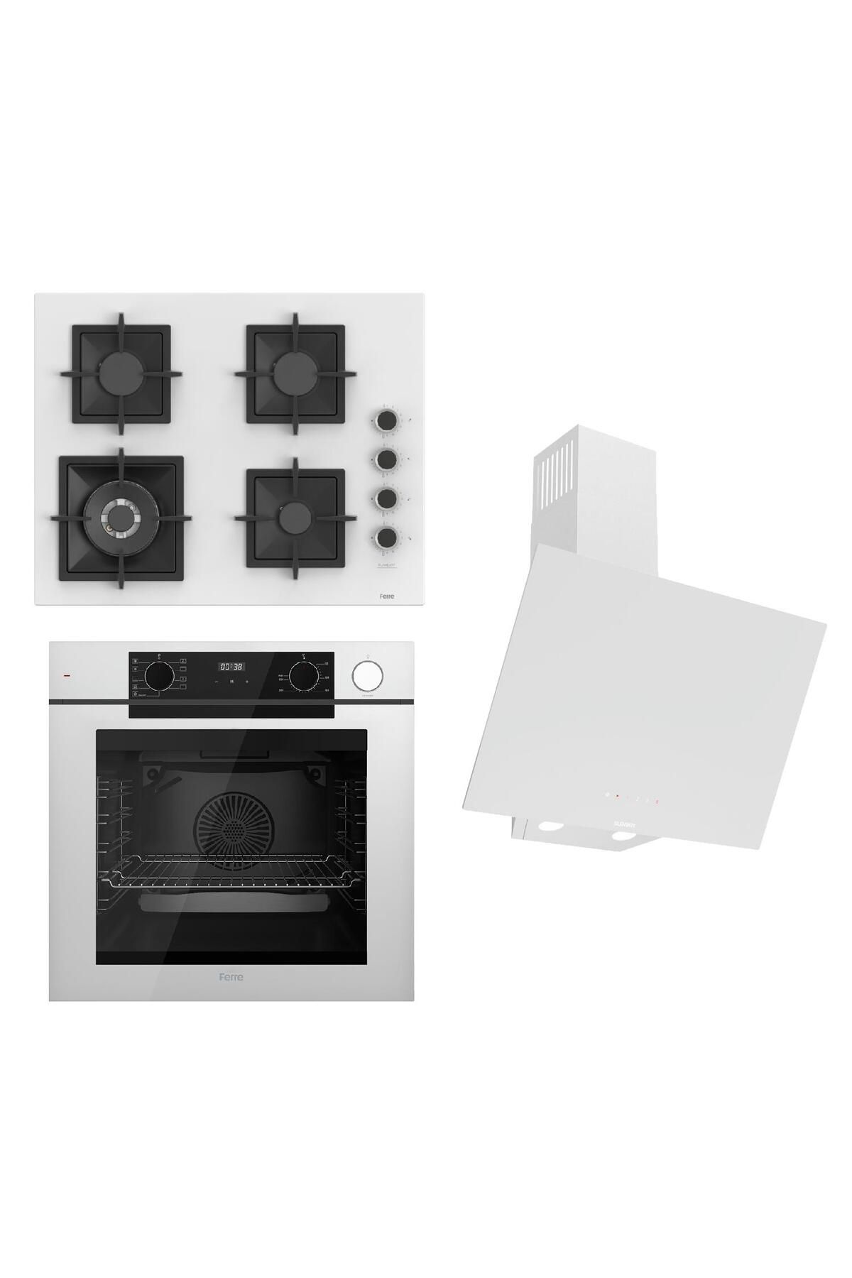 Ferre STEAMART-FRYART-SILENTART Serisi Beyaz Set (SC406-WFA + QEP64CB +D078-SA ) - Döküm Izgara / 65