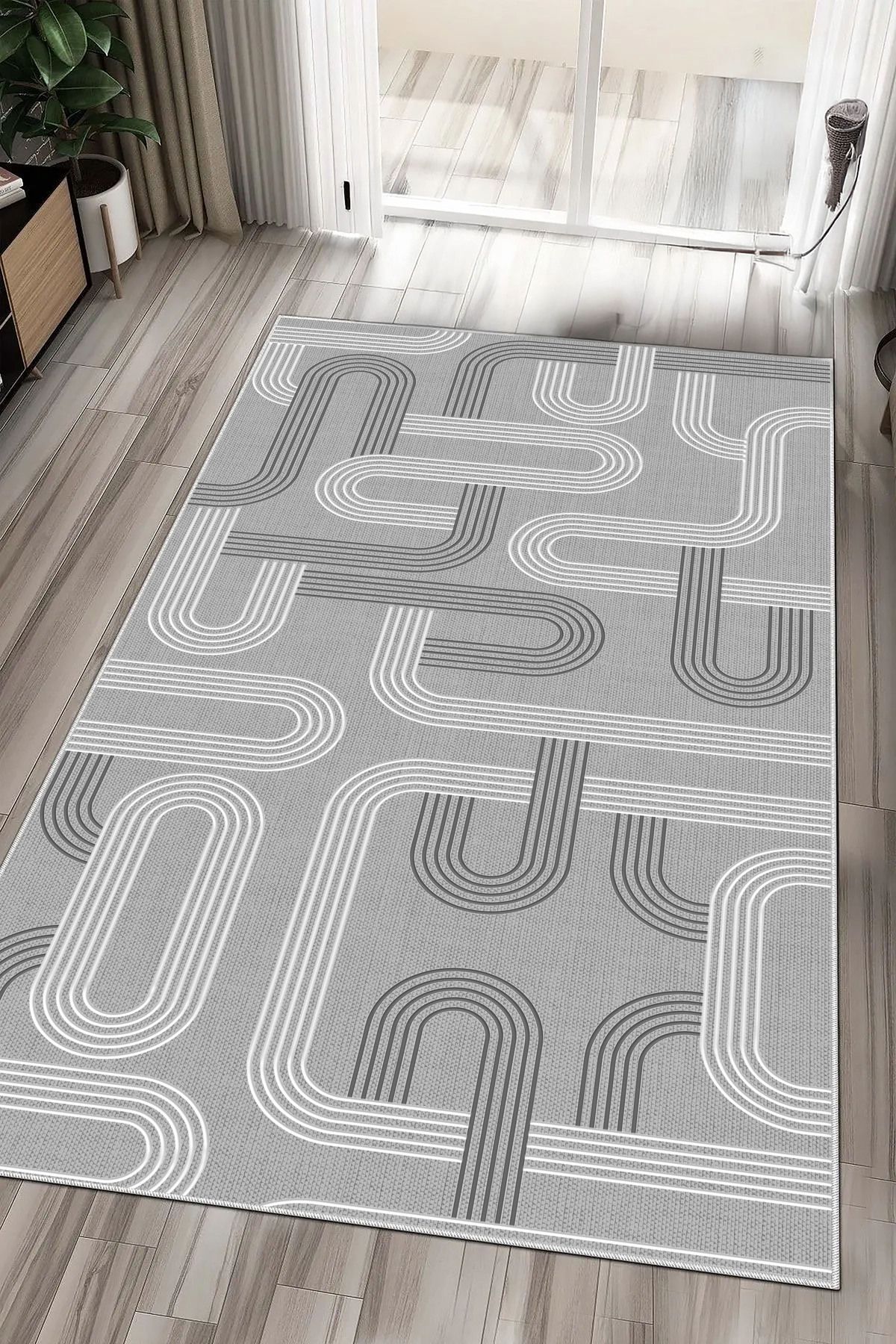 Hülya Home Salon Halısı Geometrik İskandinav Eskitmeli Dijital Baskı Yıkanabilir Kaymaz Taban 9041SALONHULYA