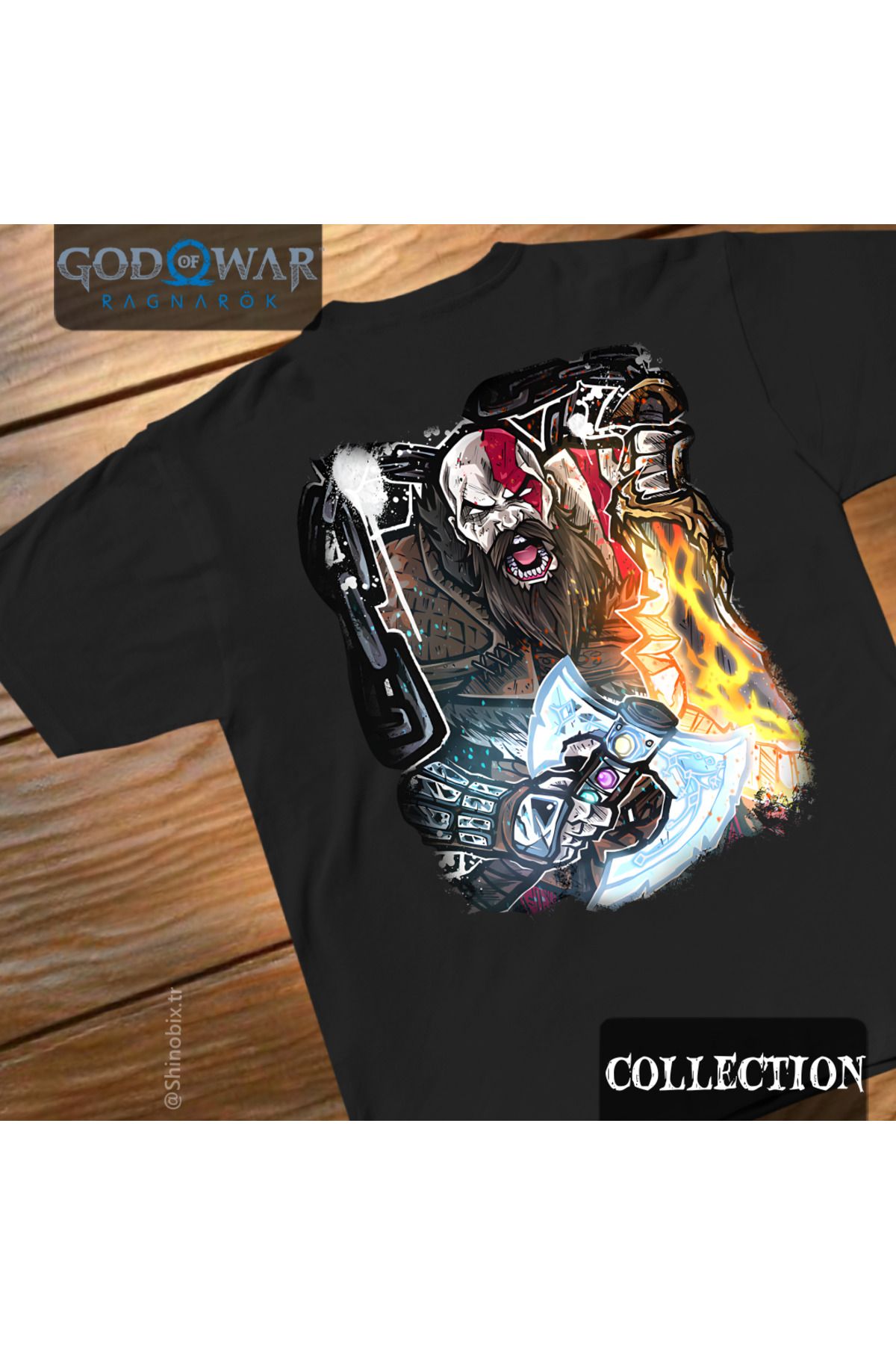 SHINOBIX God Of War Ragnarok Kratos Baskılı Oversize T-Shirt