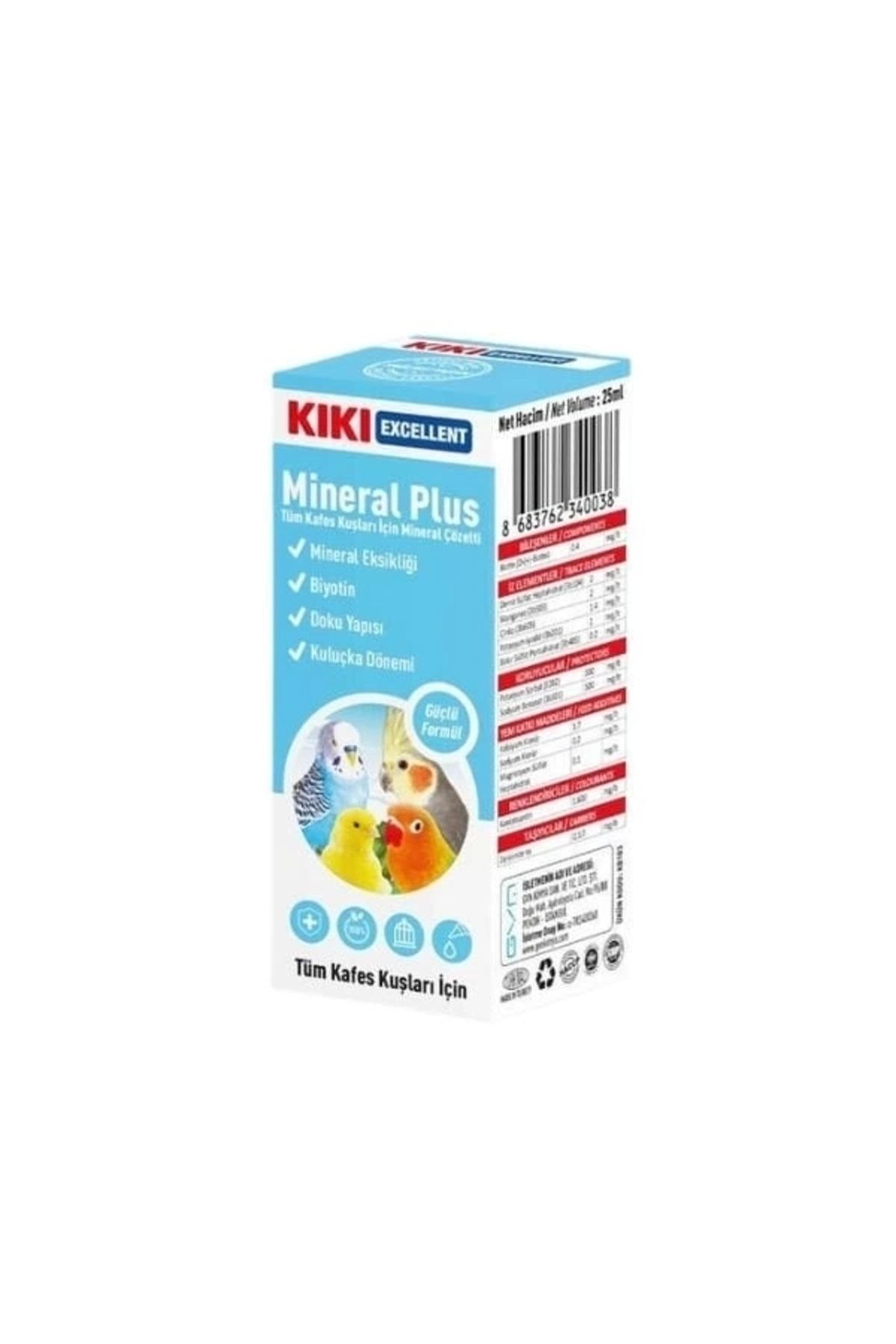 ShopNova Kiki Excellent Mineral Plus Kuşlar için Mineral Çözelti Sıvı Damla 25 Ml
