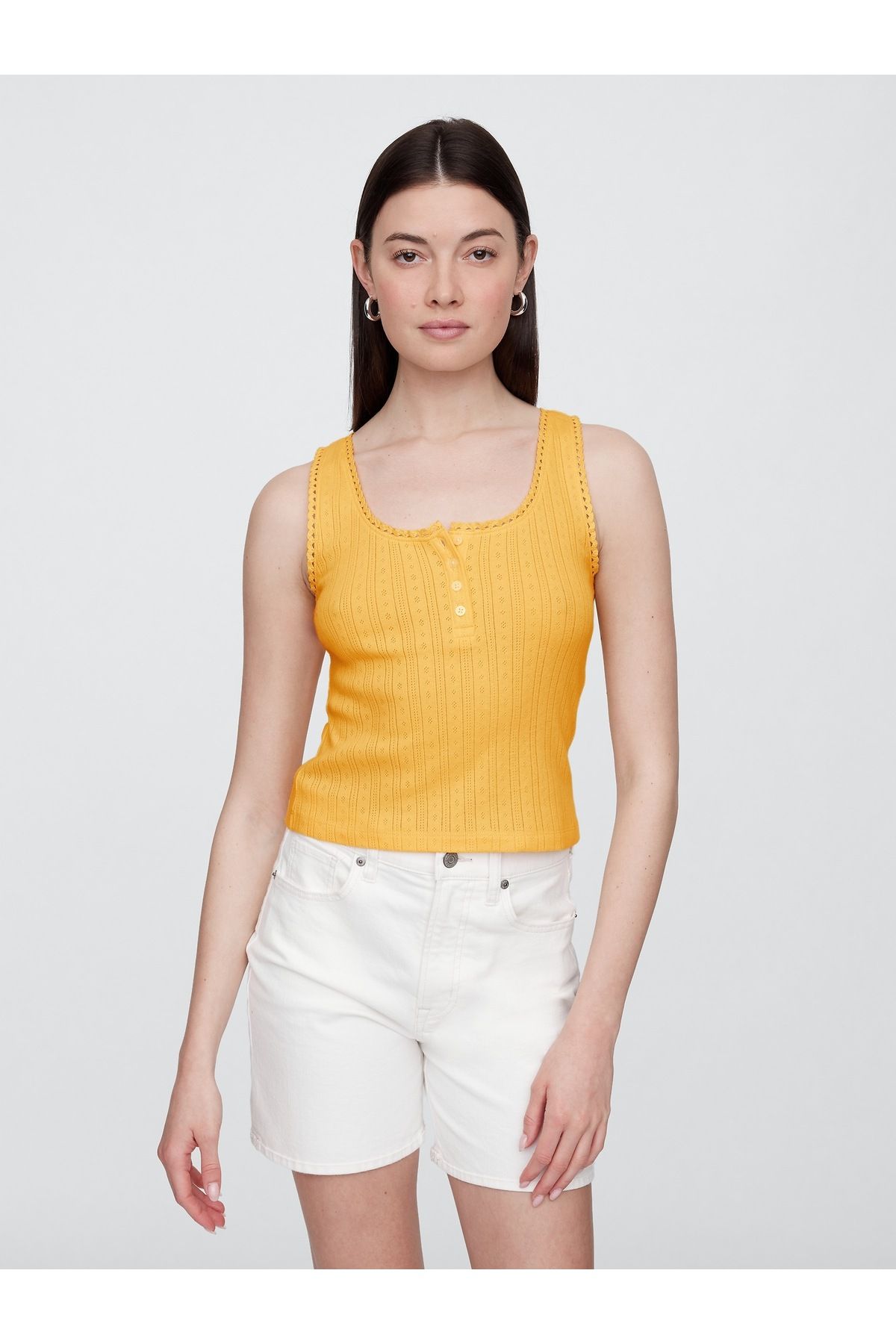 GAP Kadın Sarı Eyelet Atlet