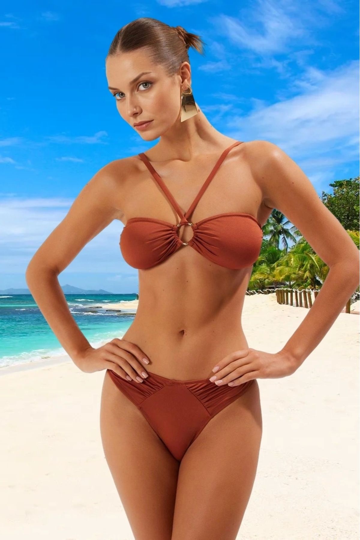 PayBuy Çapraz Bağlamalı Bikini Takımı Klora Dayanıklı Yüksek Konfor Yaz Koleksiyonu Esnek Kumaş