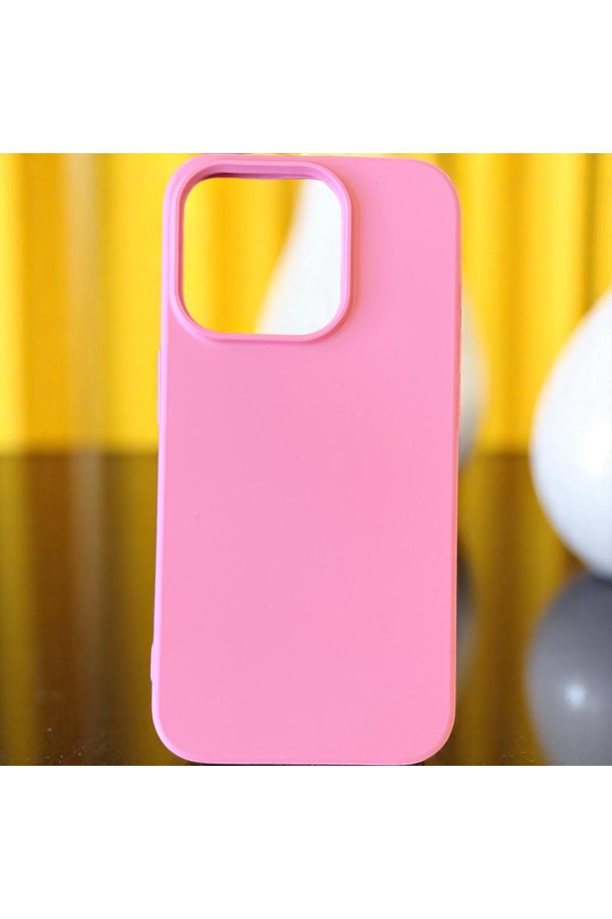 Digimanya Iphone 15 Pro Uyumlu Kılıf Lansman Silikon ve Esnek Pembe