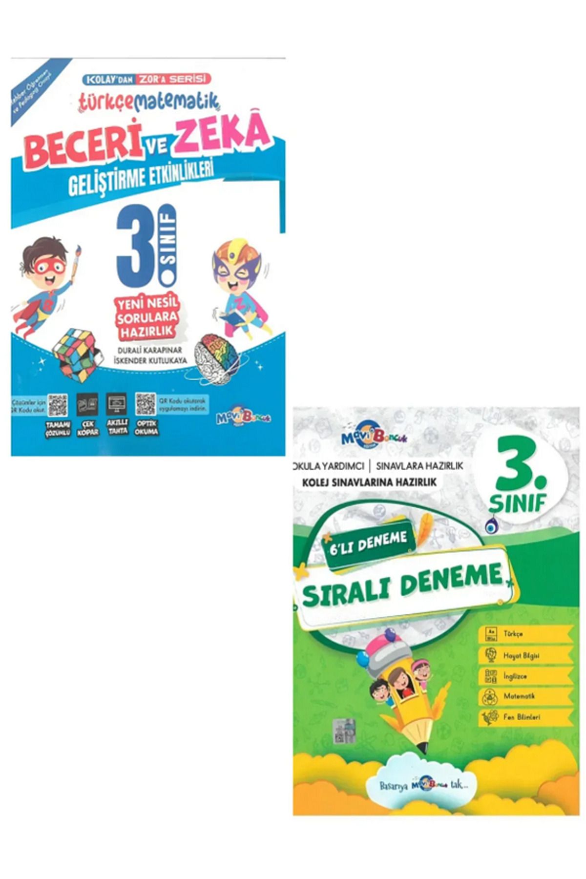 Efsane Yayınları 3.Sınıf Mavi Boncuk Beceri ve Zeka Türkçe Matematik + 3.Sınıf 6'Lı Sıralı Deneme / 2 KİTAP