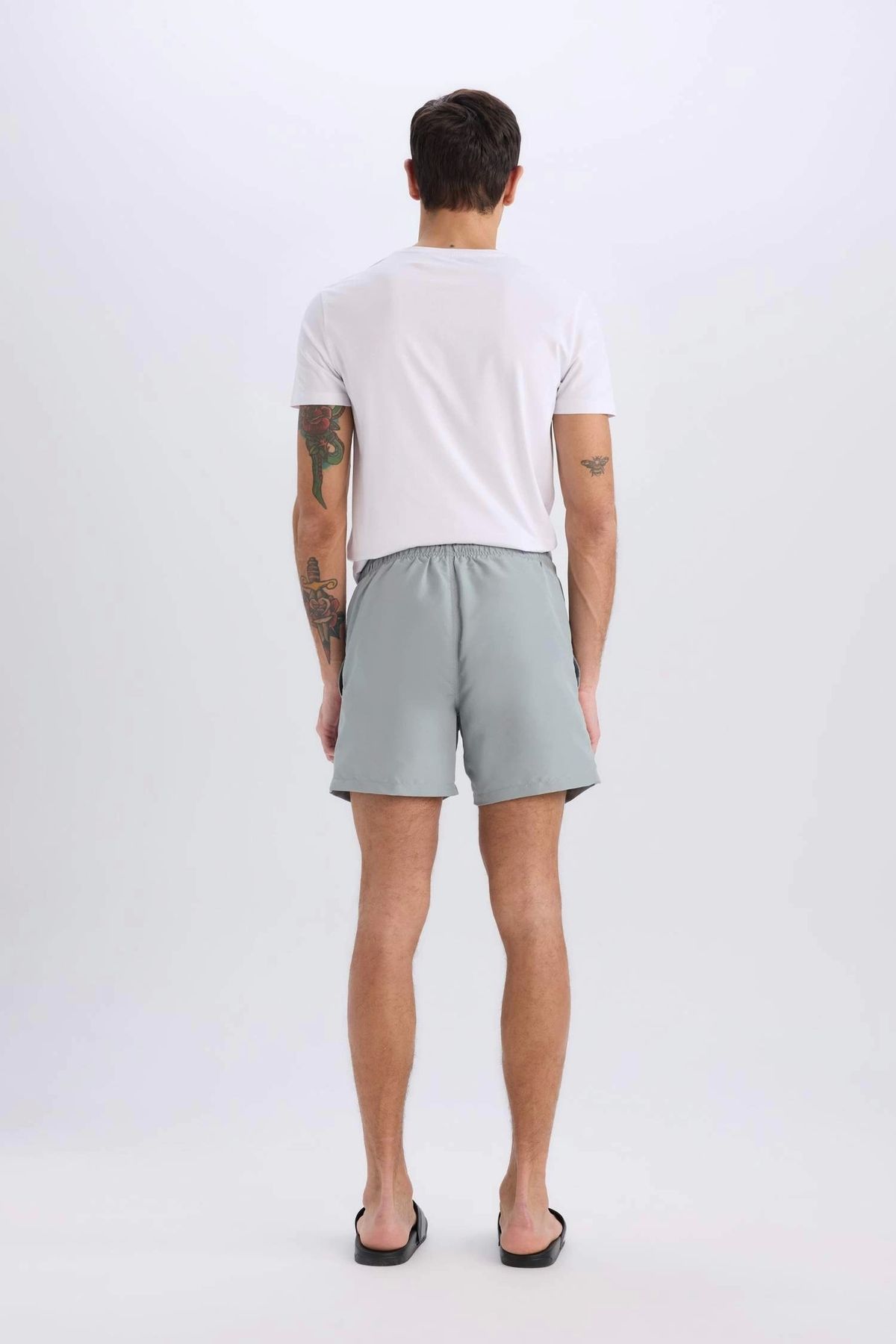DeFacto-E1032 Gray Mesh Lined Short Length Swim Shorts 6