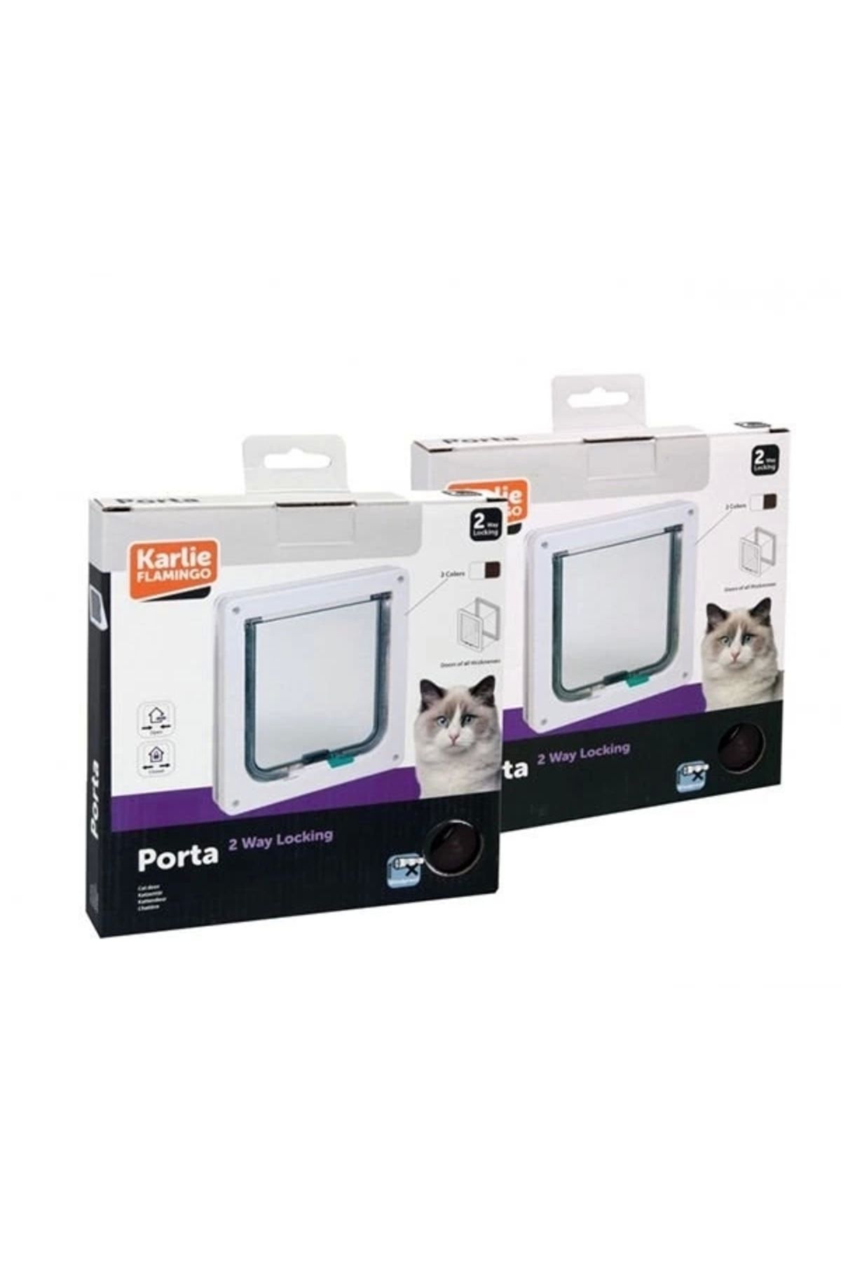 ShopNova Karlie 2 Yönlü Kilitli İnce Kedi Kapısı Kahverengi 19.2x20 Cm