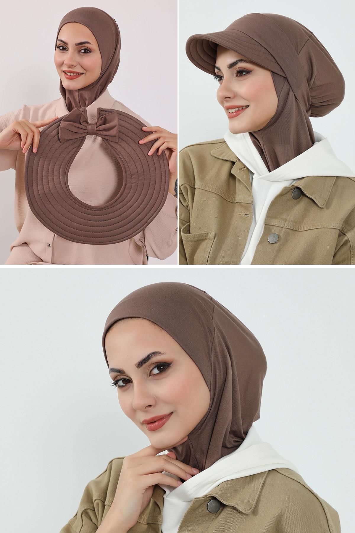 Aisha's Design 3'lü Tak-Çık Bone,Siperlik ve Şapka Seti Tesettür,ST-1P
