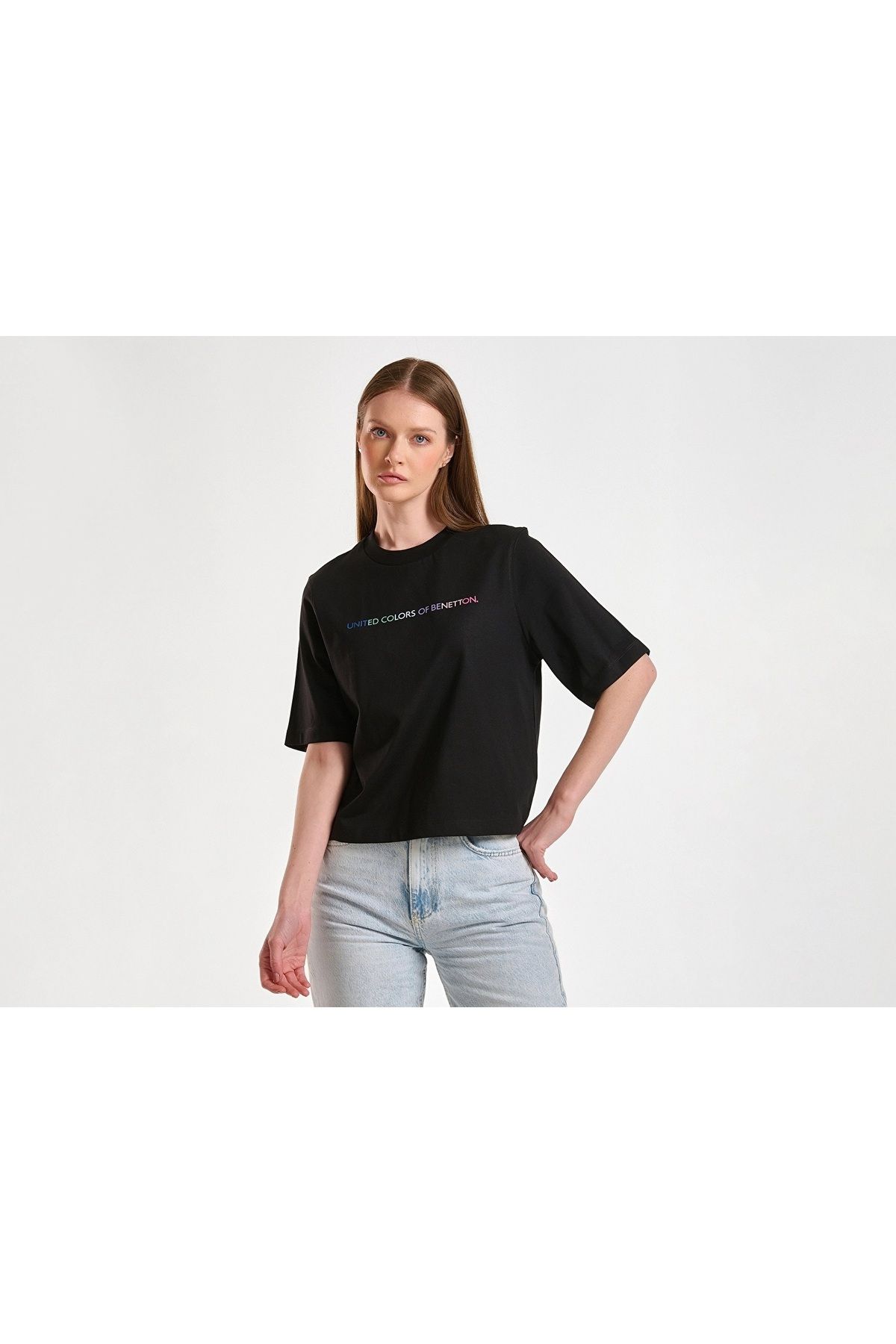 United Colors of Benetton Kadın Relaxed Bisiklet Yaka %100 Pamuk T-Shirt