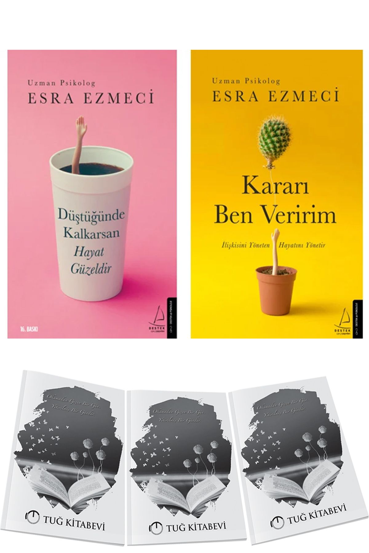 Destek Yayınları Kararı Ben Veririm ve Düştüğünde Kalkarsan Hayat Güzeldir 2li Set Esra Ezmeci + Hediyeli