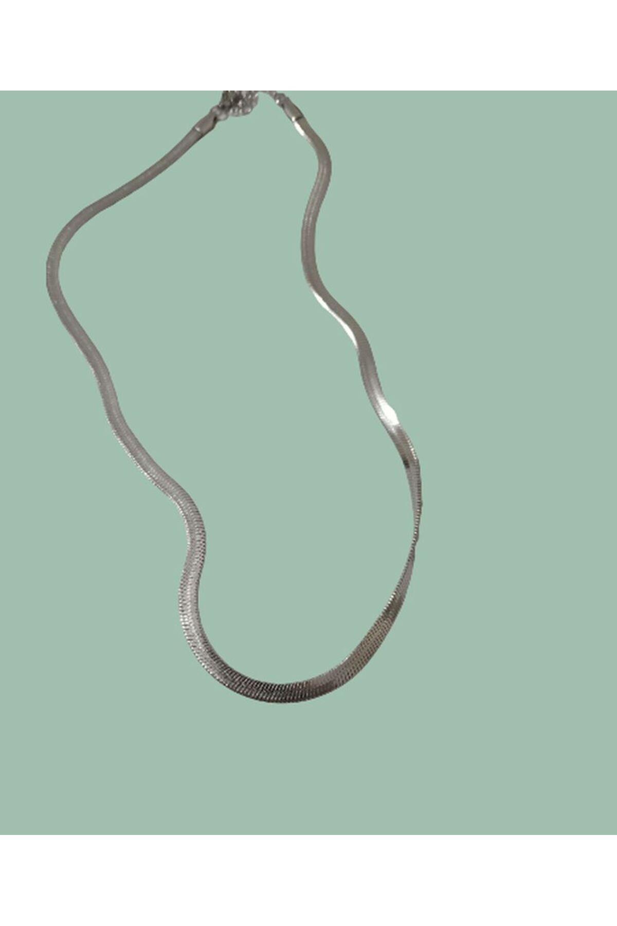 MSBTAKI stainless steel Paslanmaz 316L Çelik Italyan Ezme Zincir Kolye 60 Artı 5 Cm