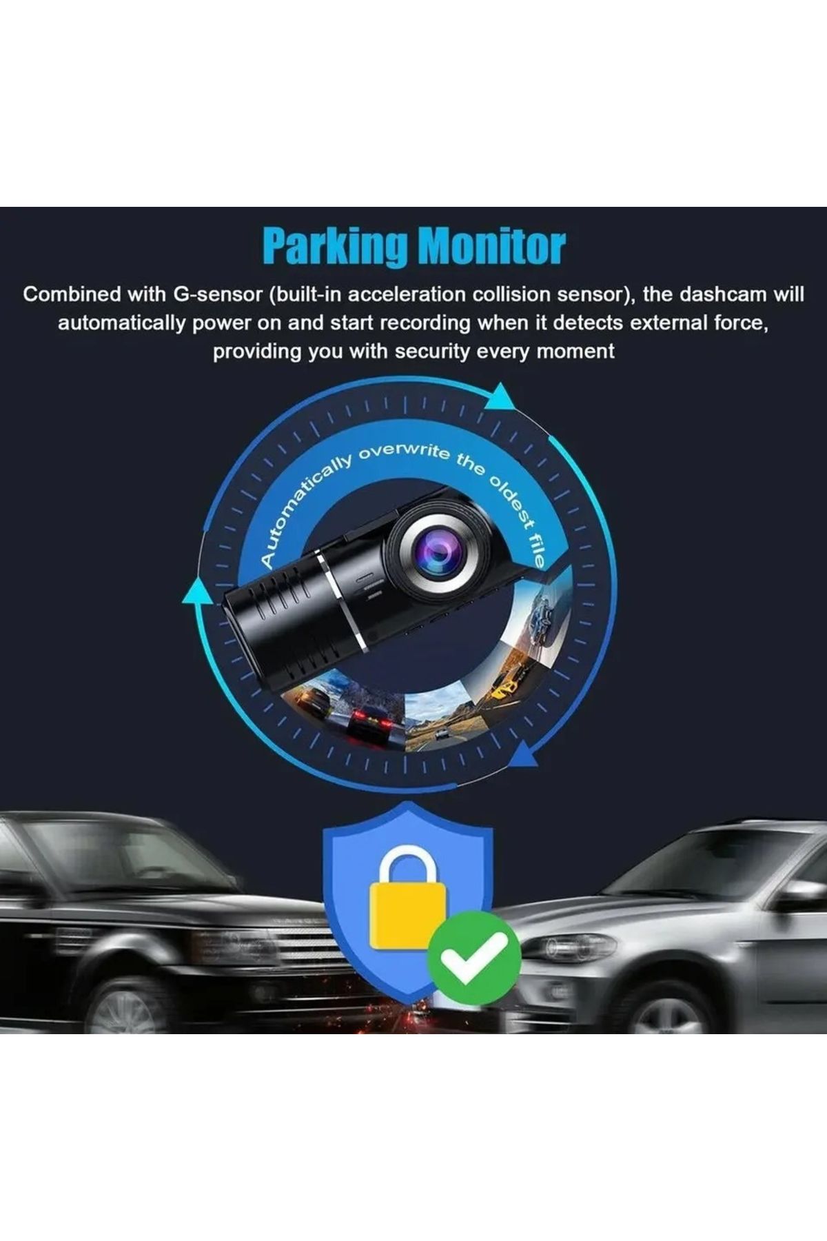INNOVIX-1080p Dash Cam, 3 Lenses, 170° View, 2.45" IPS, Night Mode, G-Sensor, Loop, SD up to 64GB 7