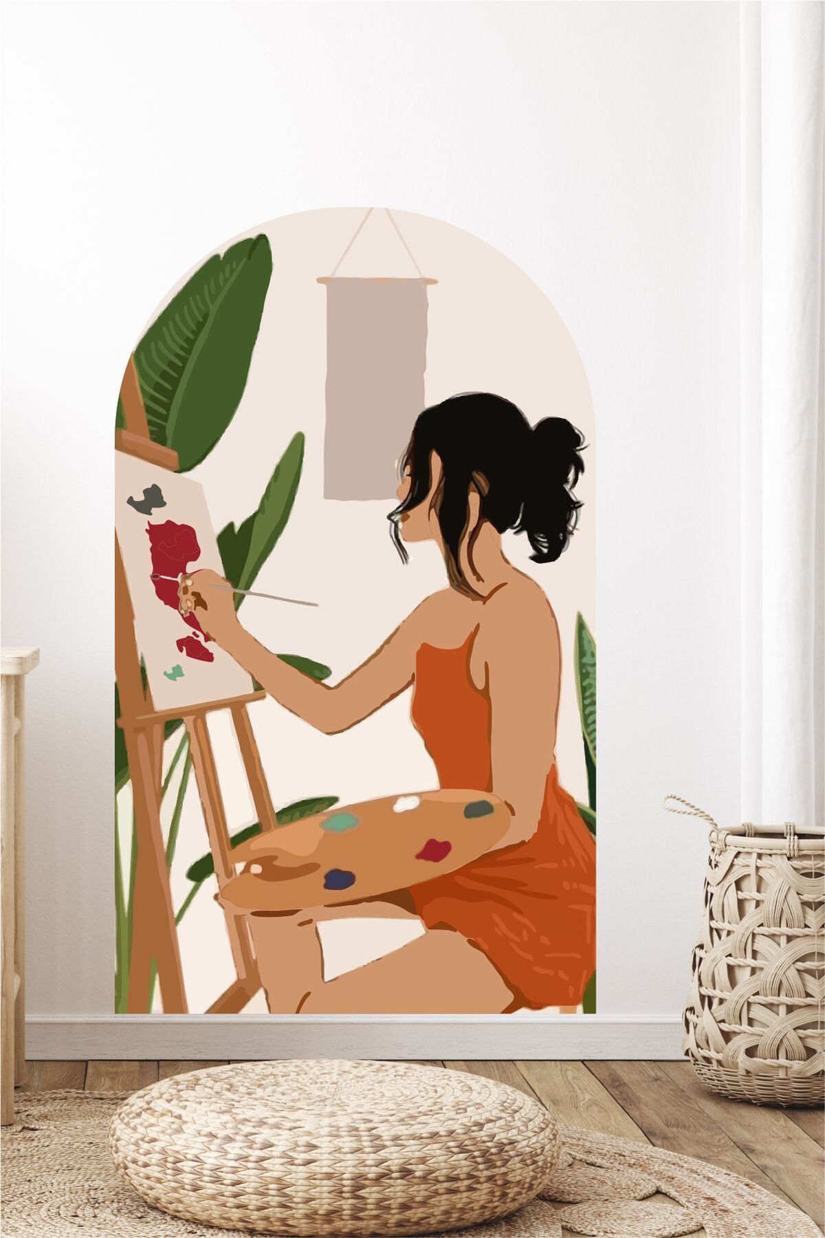 Piksel Grafik Artistic Woman Duvar Sticker - Bohem Duvar Baskısı