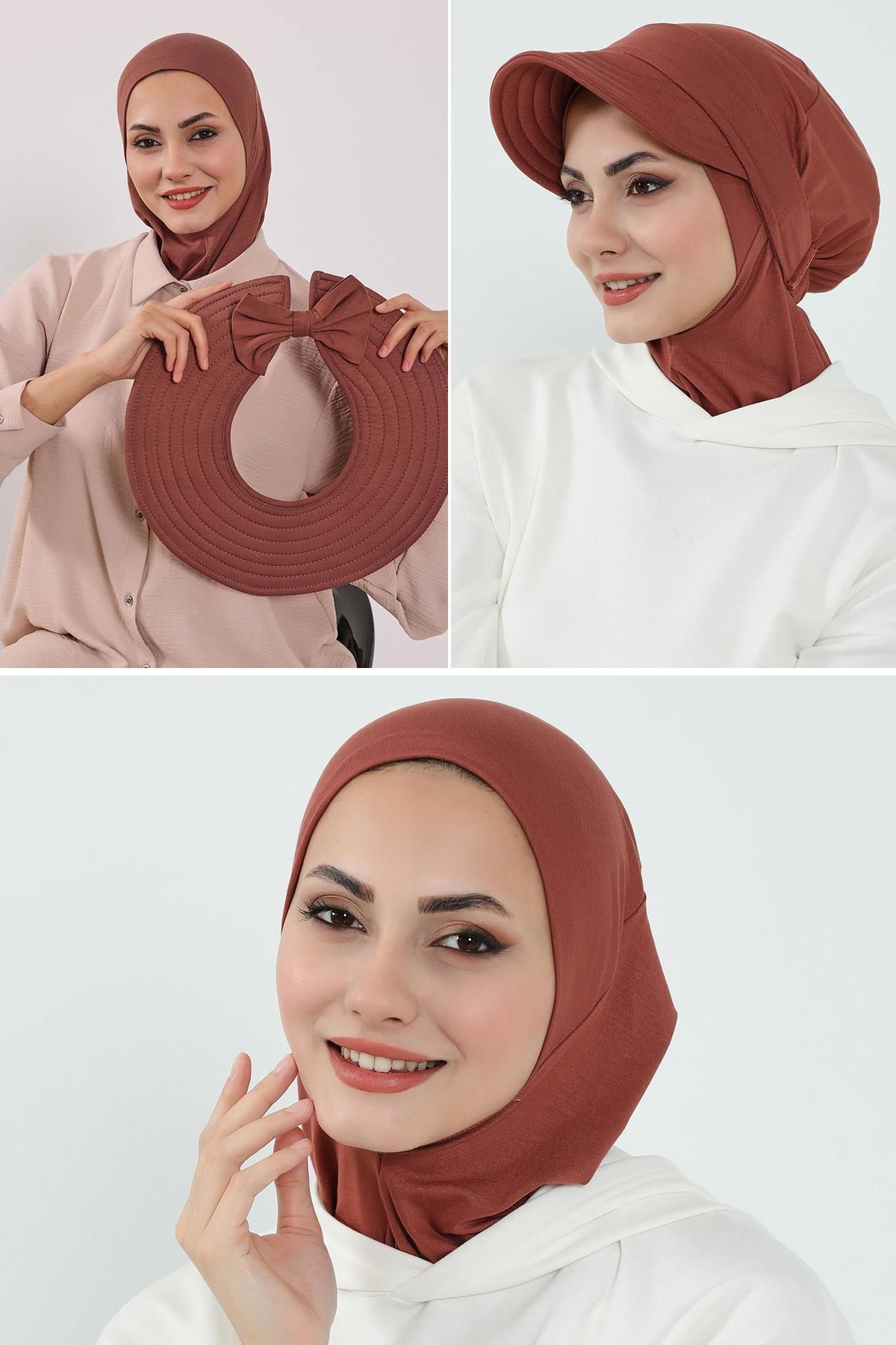 Aisha's Design 3'lü Tak-Çık Bone,Siperlik ve Şapka Seti Tesettür,ST-1P