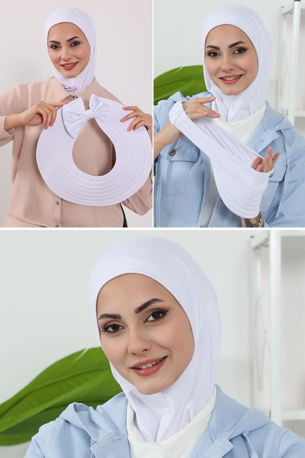 Aisha's Design 3'lü Tak-Çık Bone,Siperlik ve Şapka Seti Tesettür,ST-1P