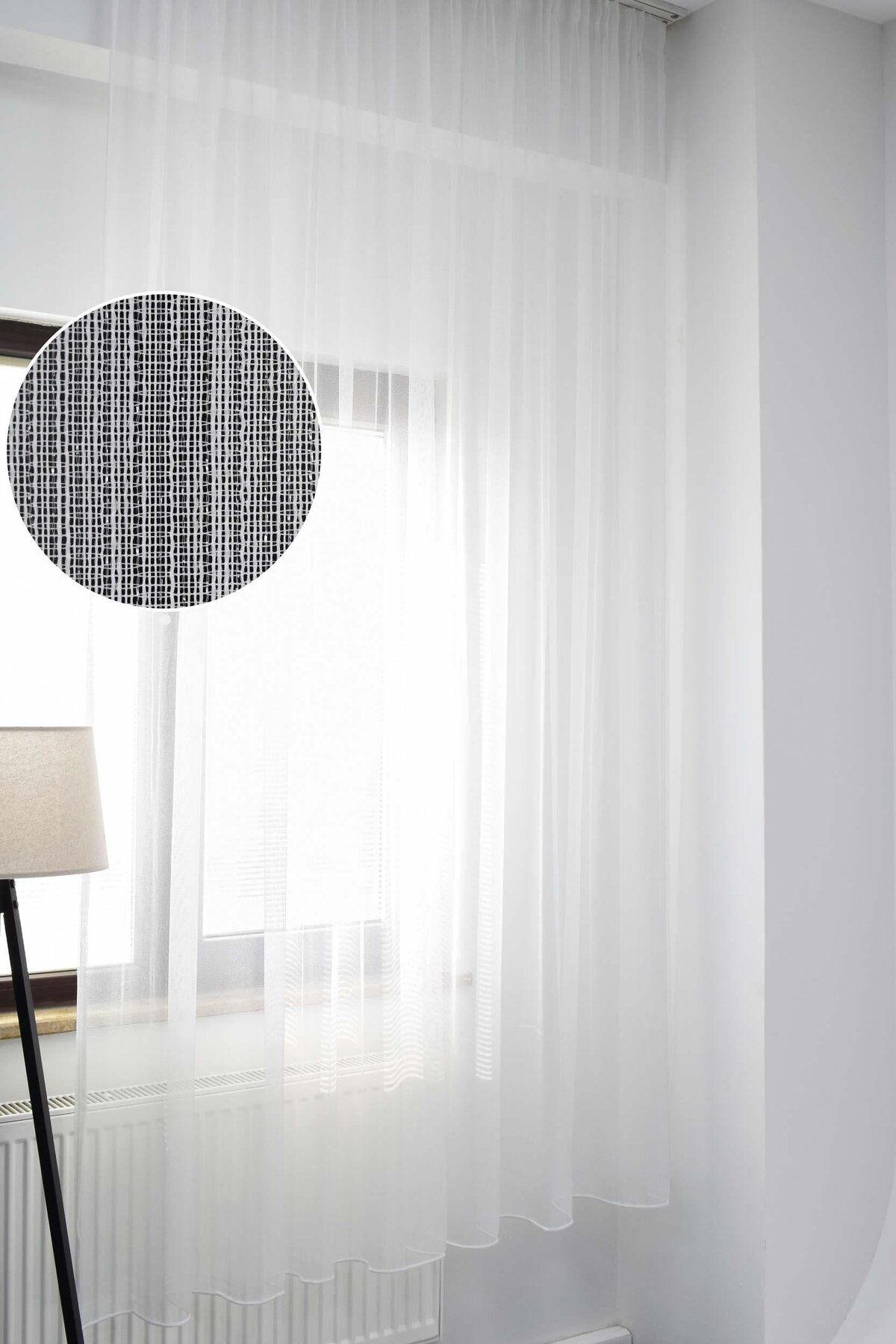 birizmoda Aden Desenli Ekstrafor Büzgülü Pilesiz Tül Perde - Fikse