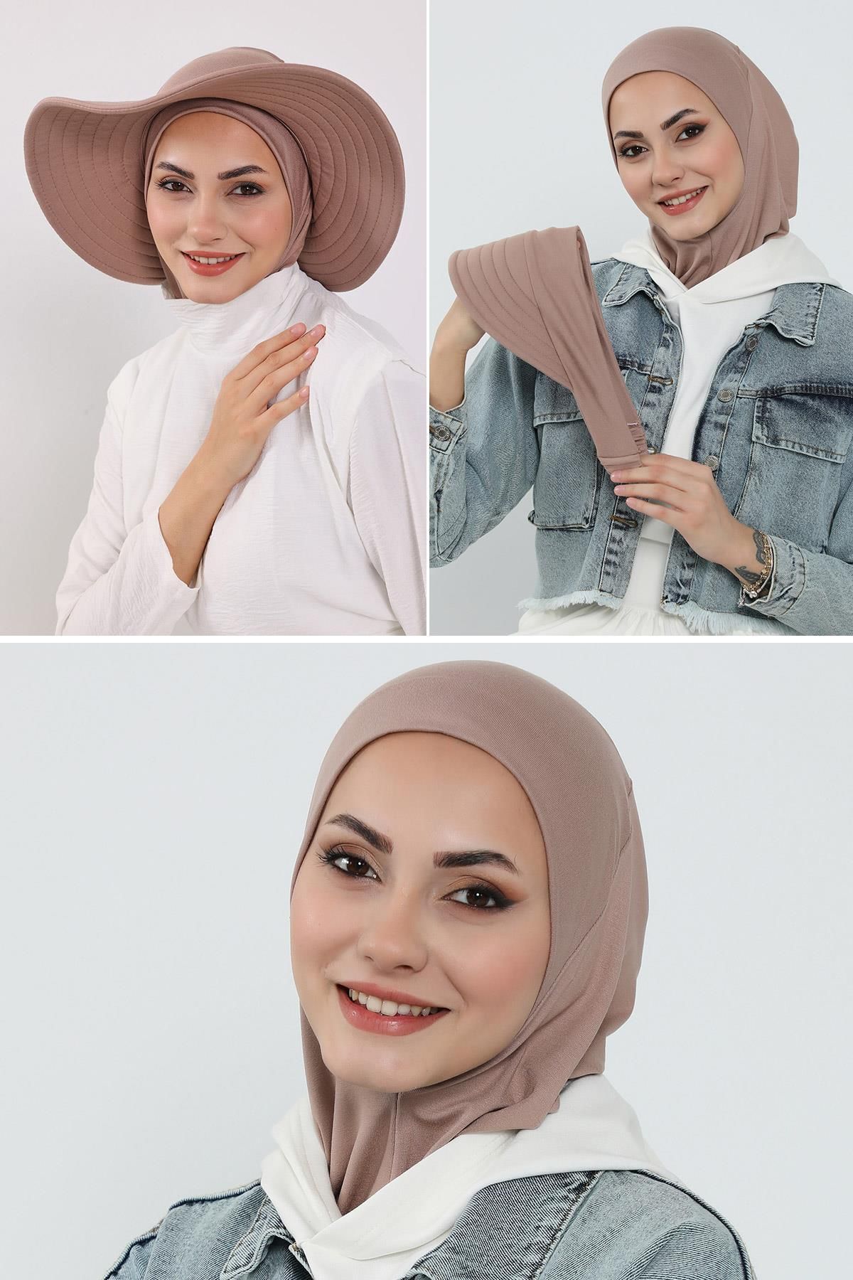 Aisha's Design 3'lü Tak-Çık Bone,Siperlik ve Şapka Seti Tesettür,ST-1P