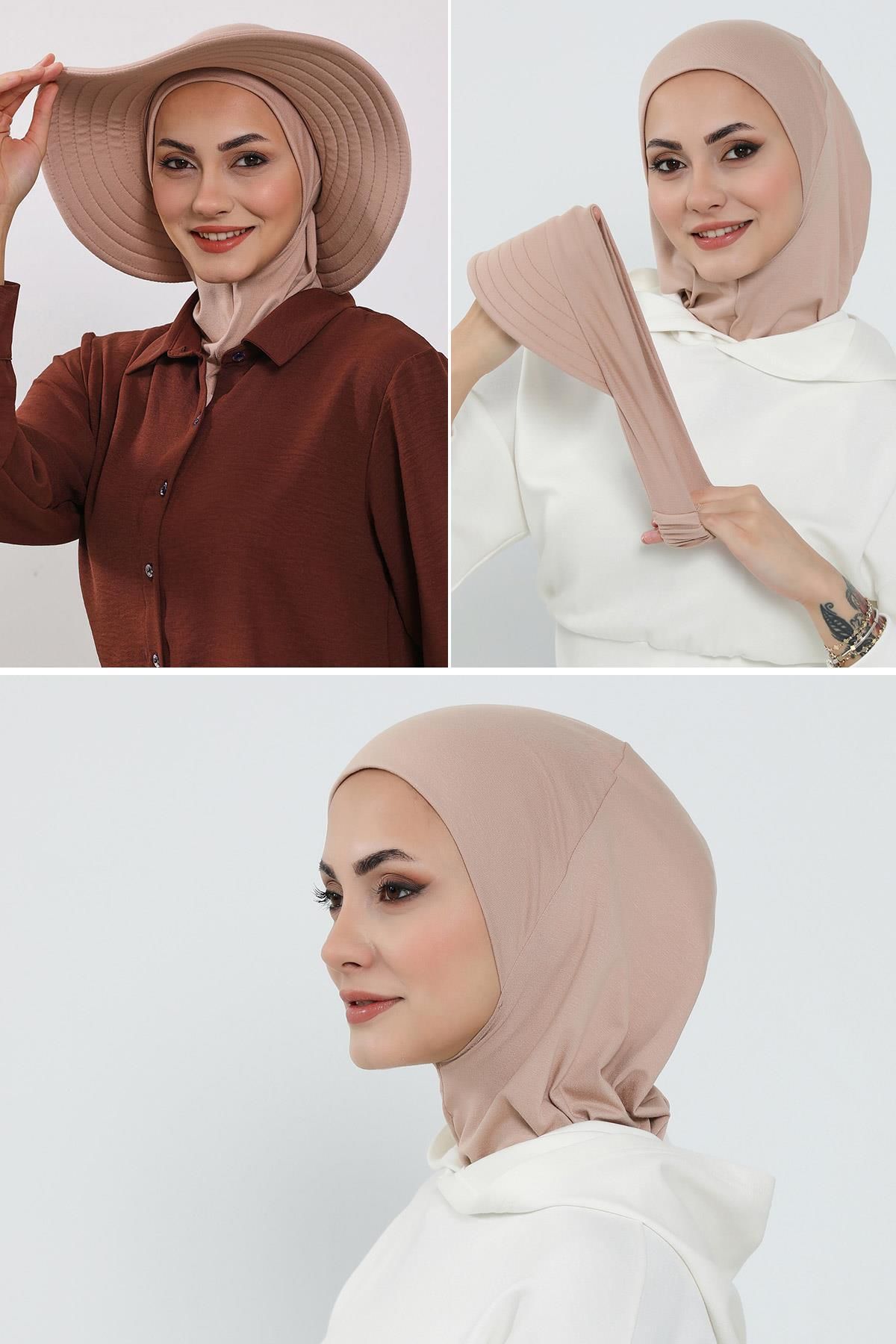Aisha's Design 3'lü Tak-Çık Bone,Siperlik ve Şapka Seti Tesettür,ST-1P