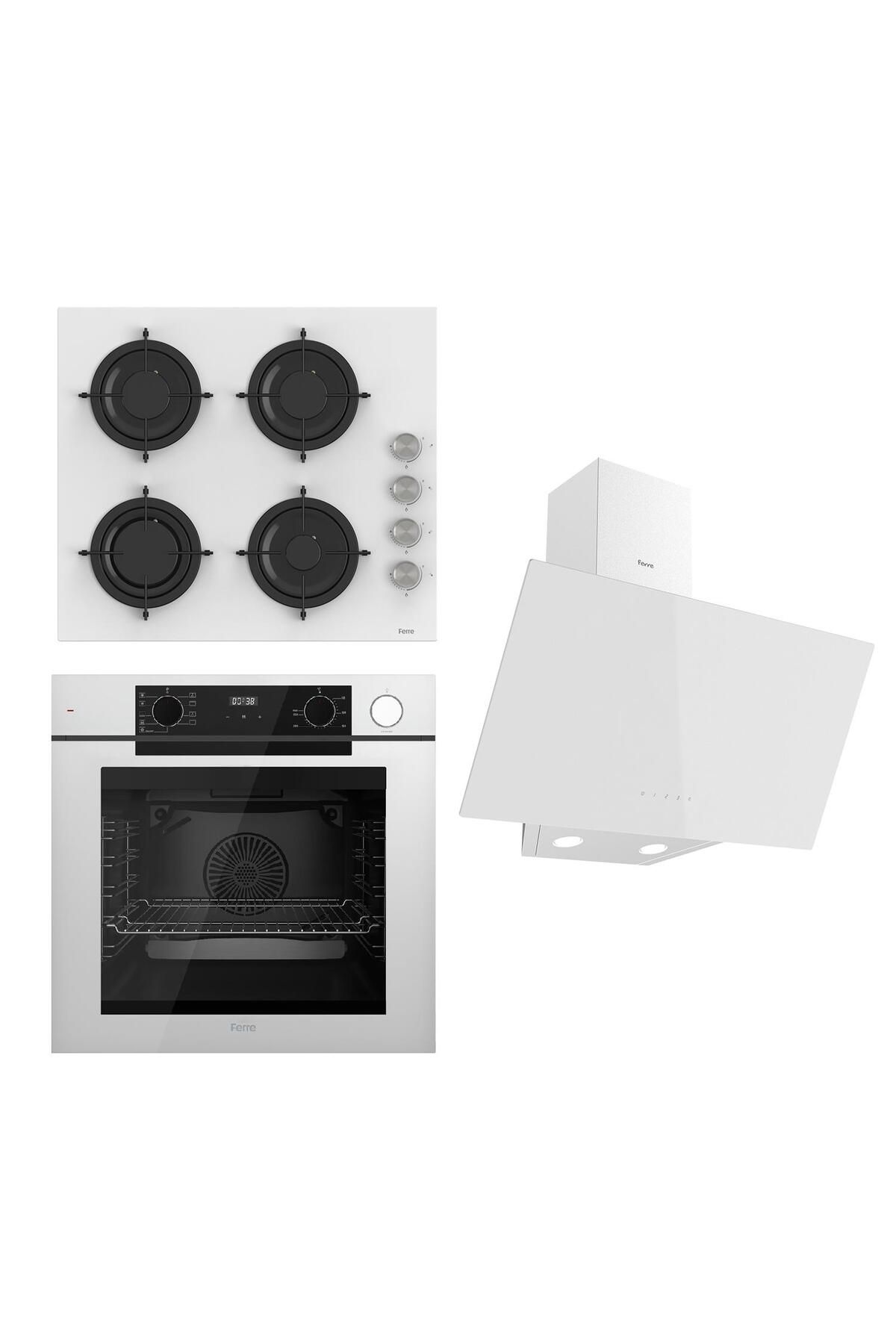 Ferre STEAMART-FRYART Serisi Beyaz Set (CS206 + QEP64CB +D078 ) - Emaye Izgara
